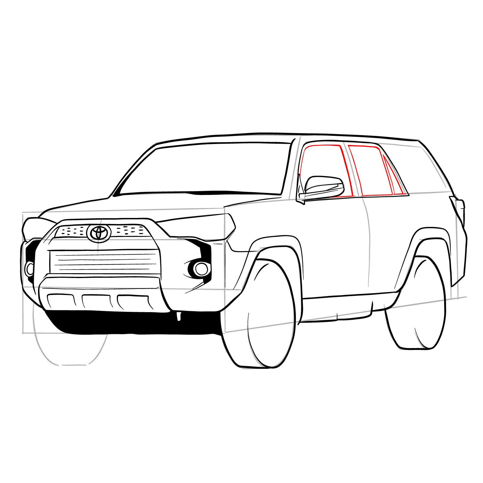 How to draw 2020 Toyota 4Runner - step 27
