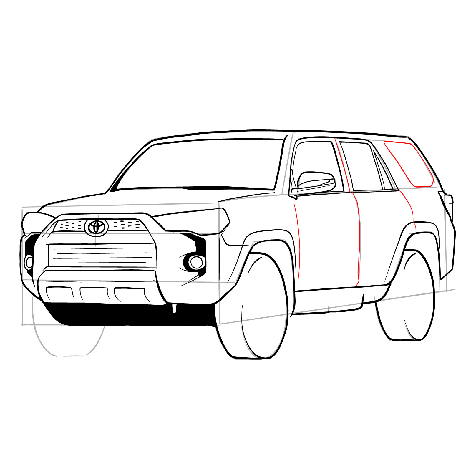 How to draw 2020 Toyota 4Runner - step 28