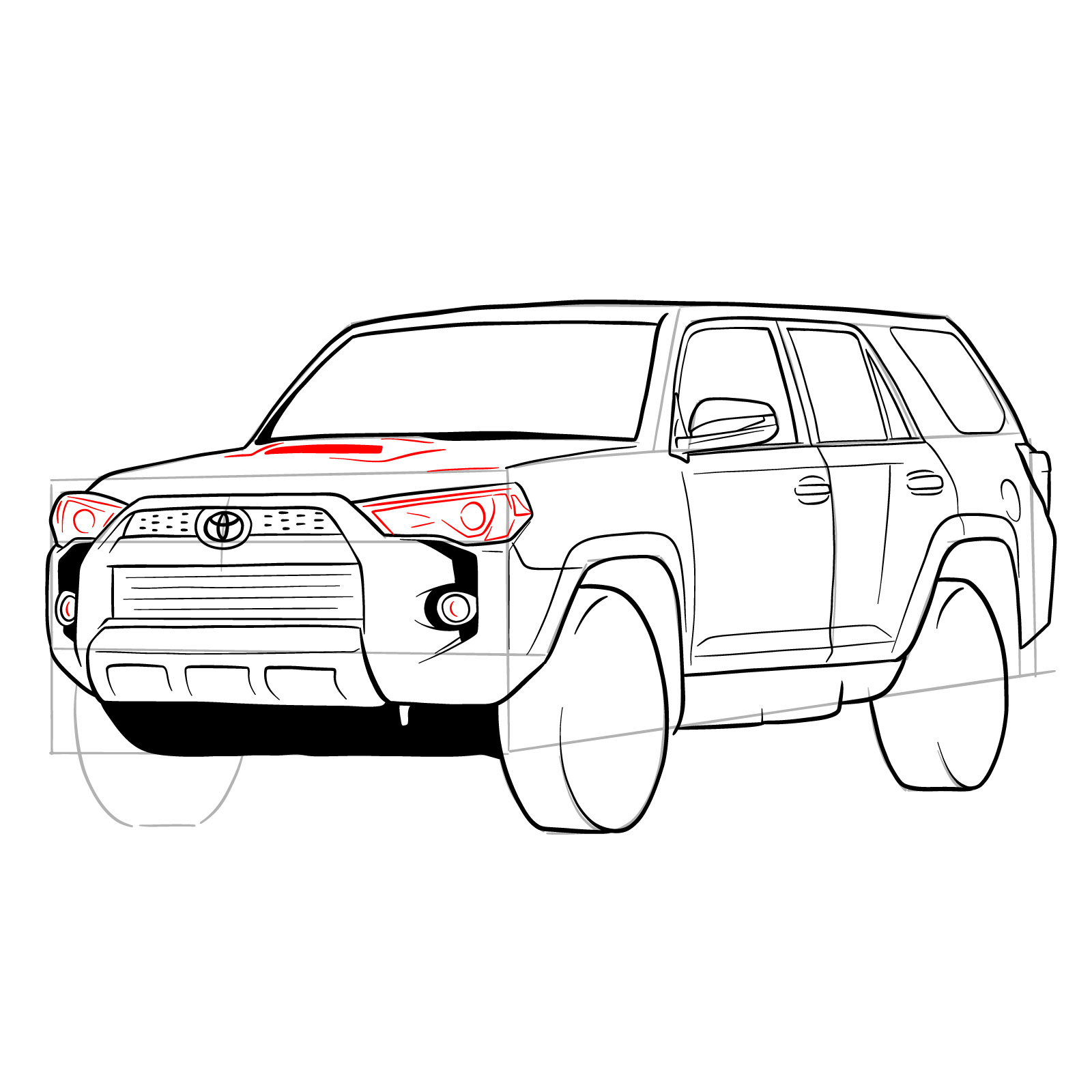 How to draw 2020 Toyota 4Runner - step 30