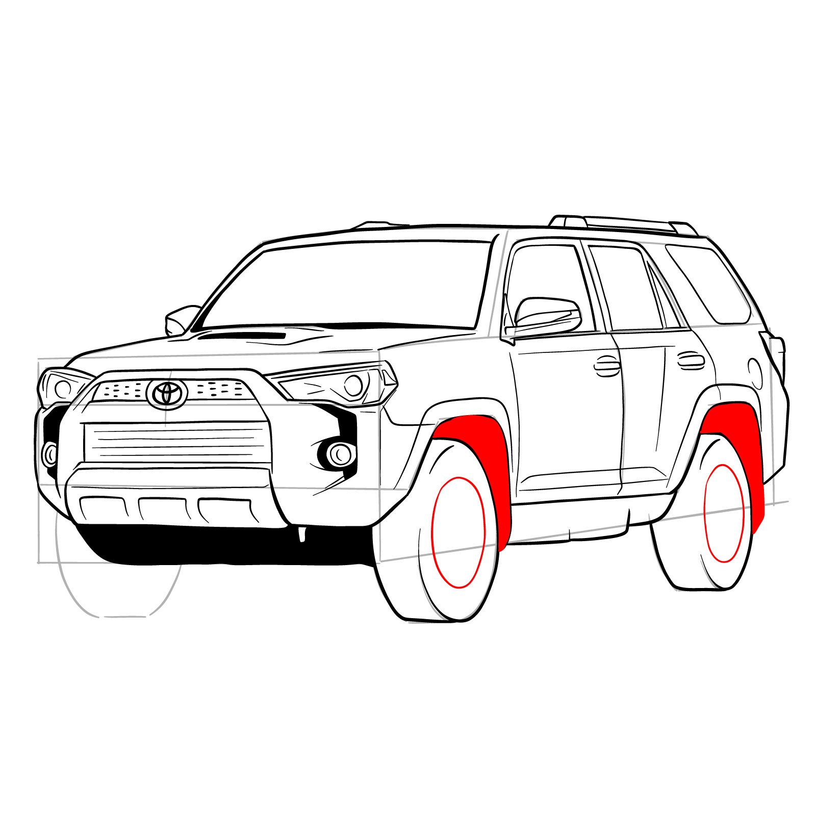 How to draw 2020 Toyota 4Runner - step 32