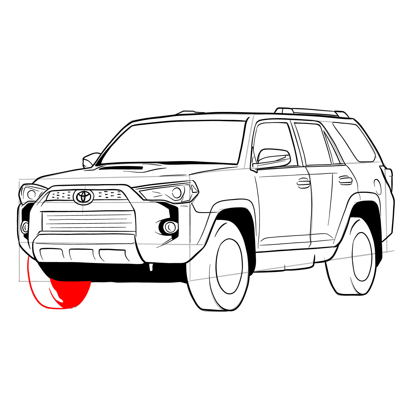 How to draw 2020 Toyota 4Runner - step 33