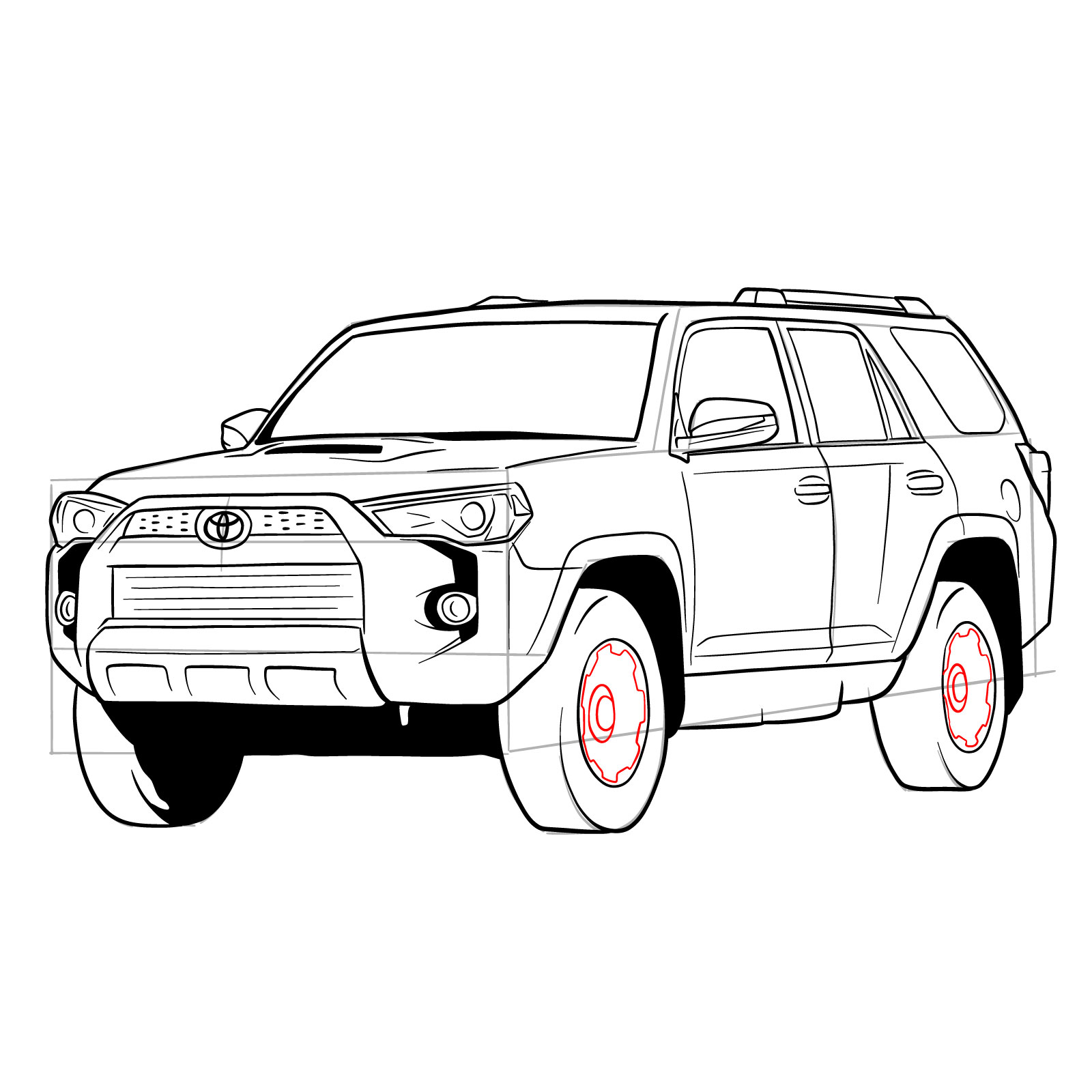 How to draw 2020 Toyota 4Runner - step 34
