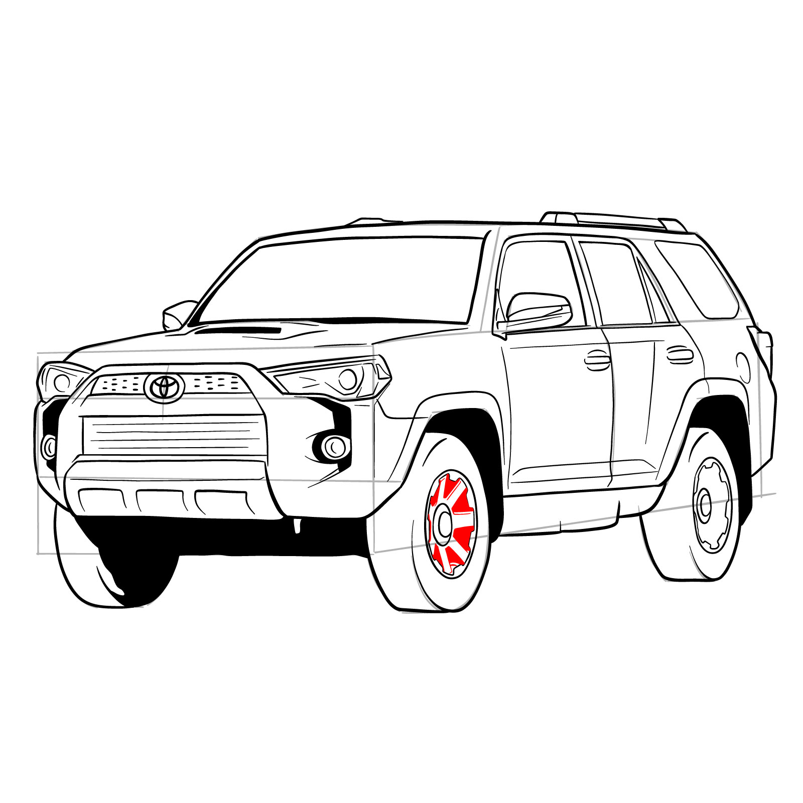 How to draw 2020 Toyota 4Runner - step 35