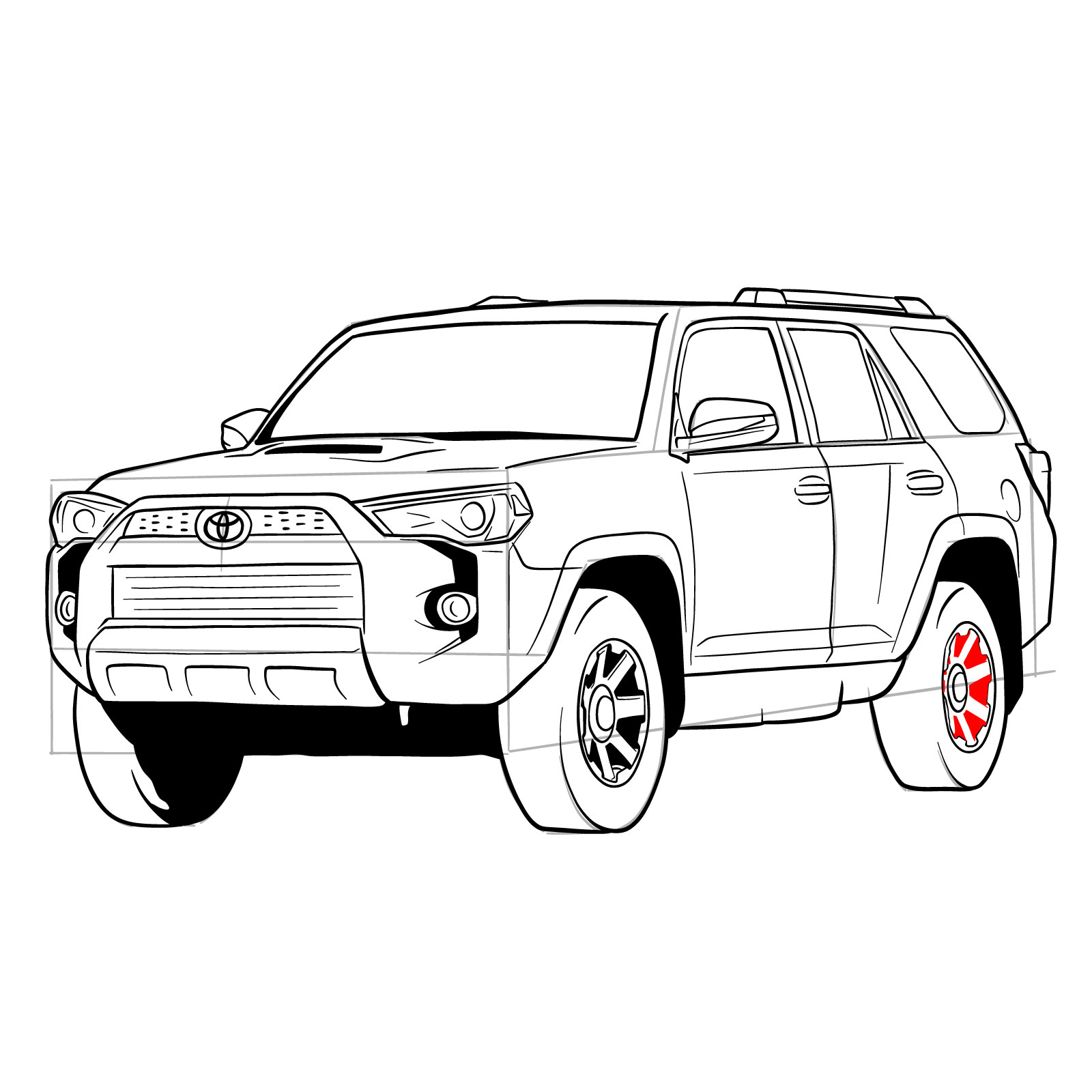 How to draw 2020 Toyota 4Runner - step 36
