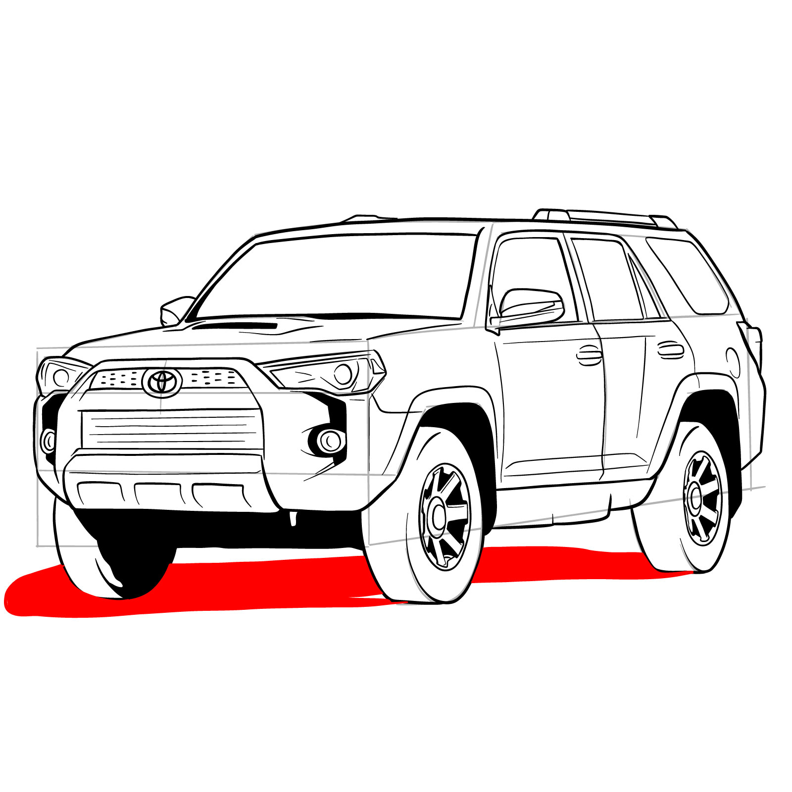 How to draw 2020 Toyota 4Runner - step 37