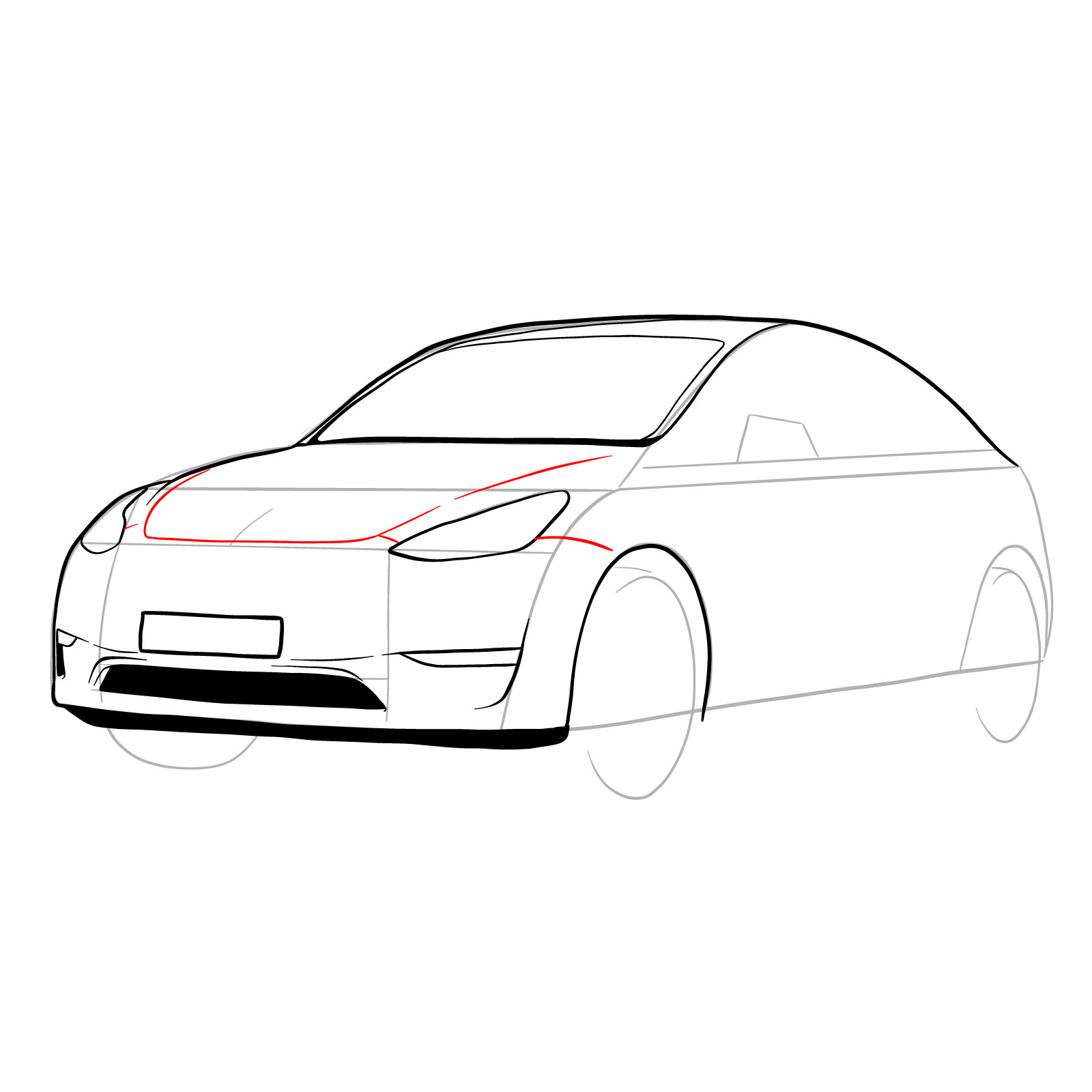 How to draw 2021 Tesla Model Y - step 16