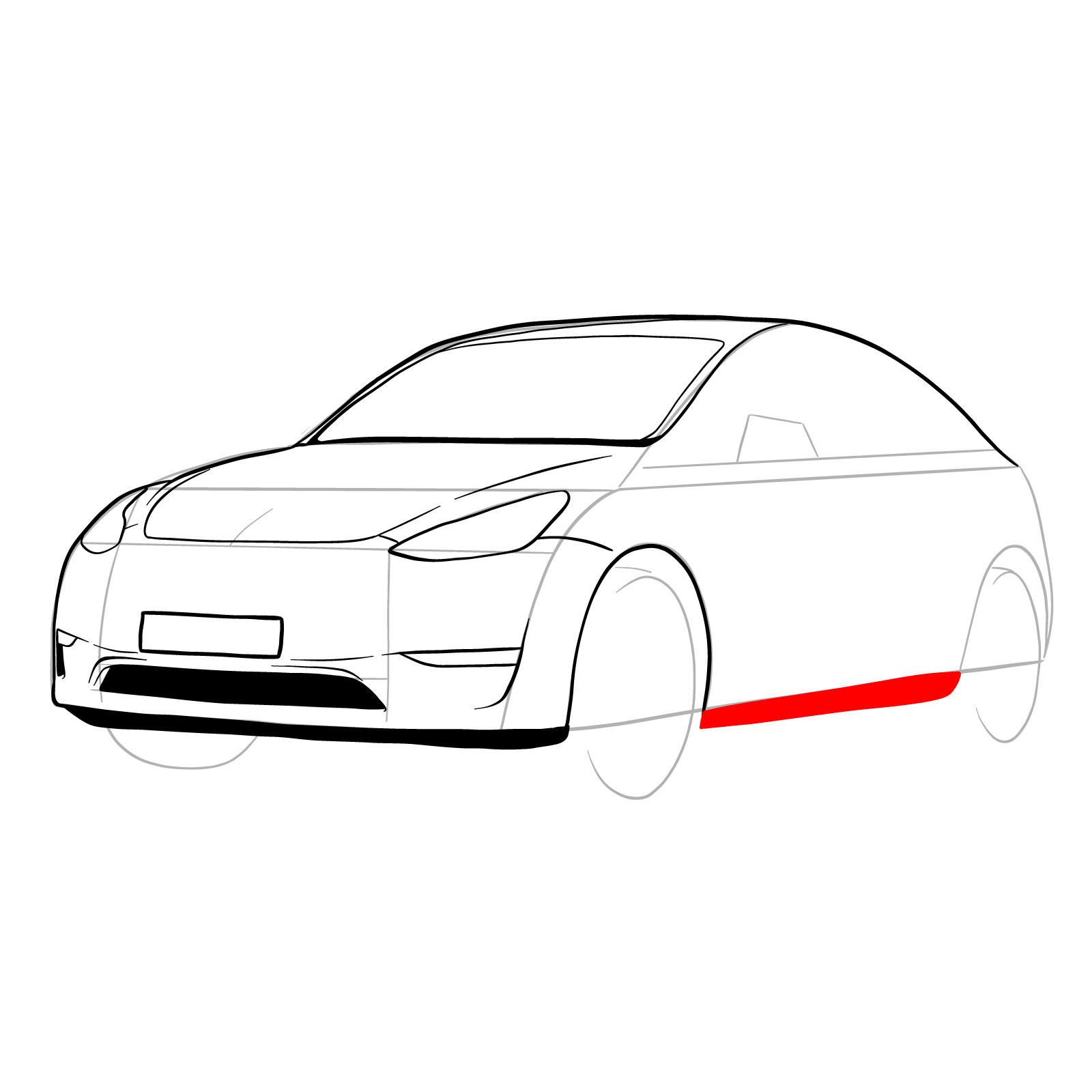 How to draw 2021 Tesla Model Y - step 17