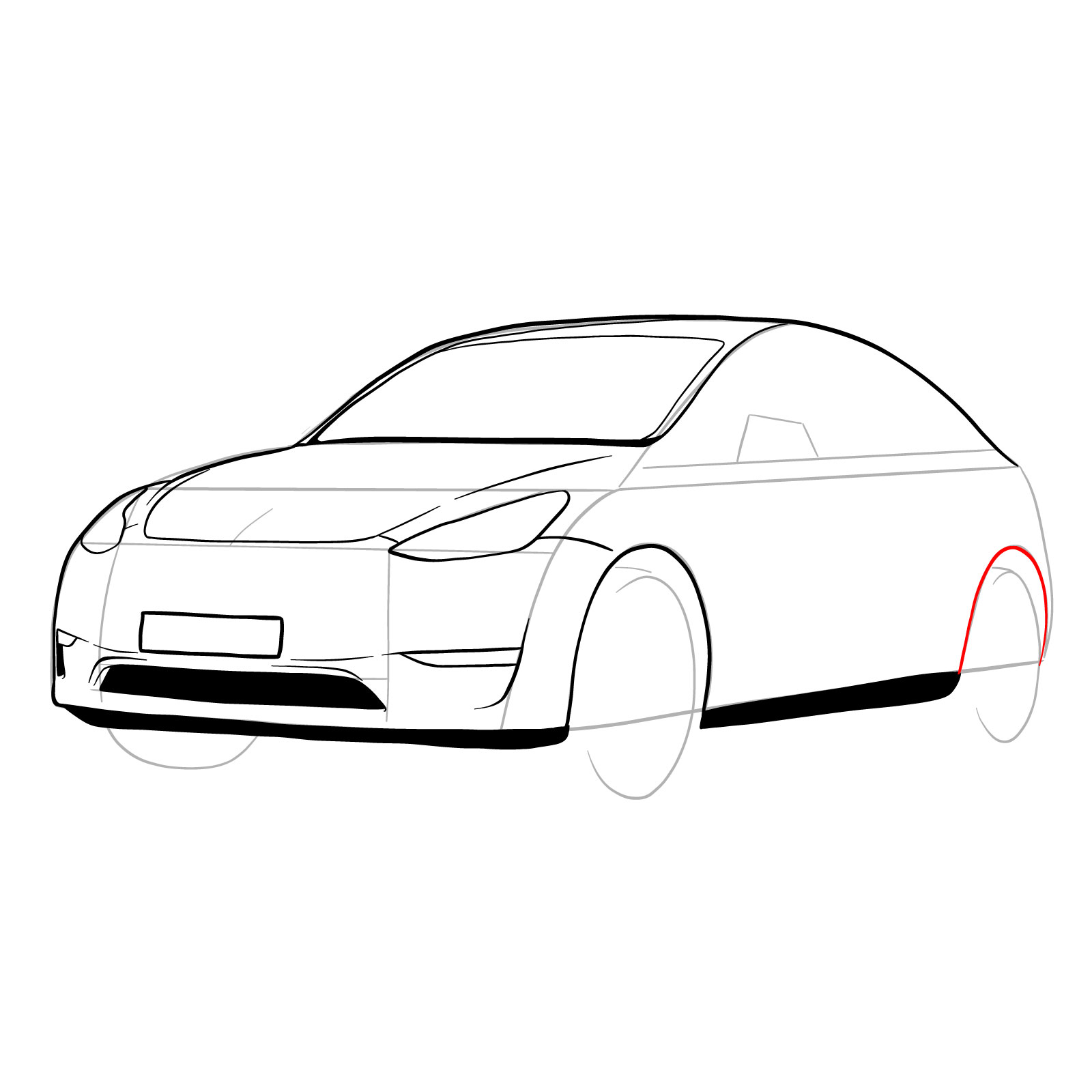 How to draw 2021 Tesla Model Y - step 18