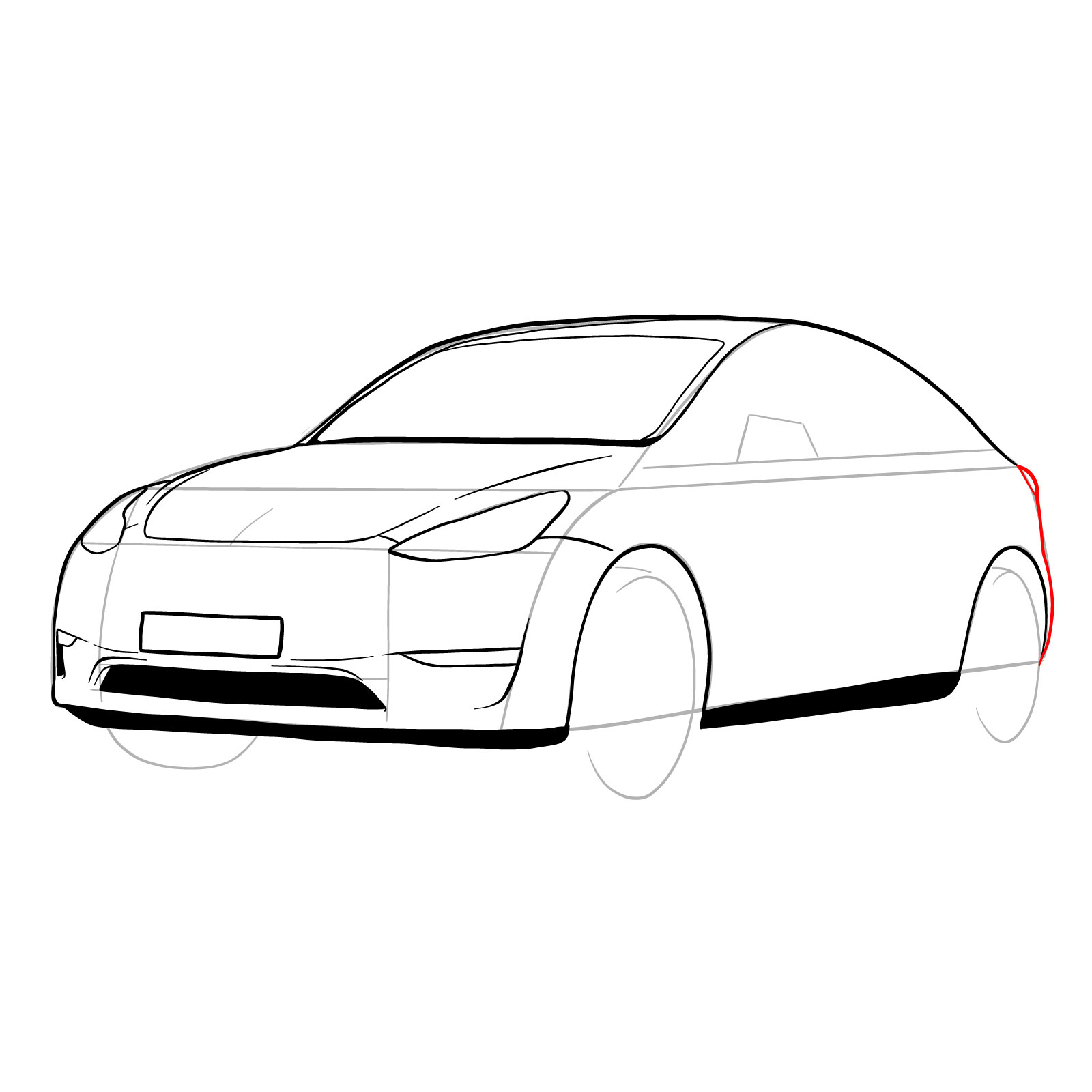 How to draw 2021 Tesla Model Y - step 19