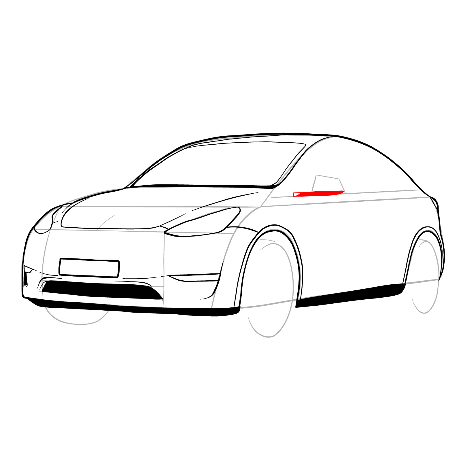 How to draw 2021 Tesla Model Y - step 21