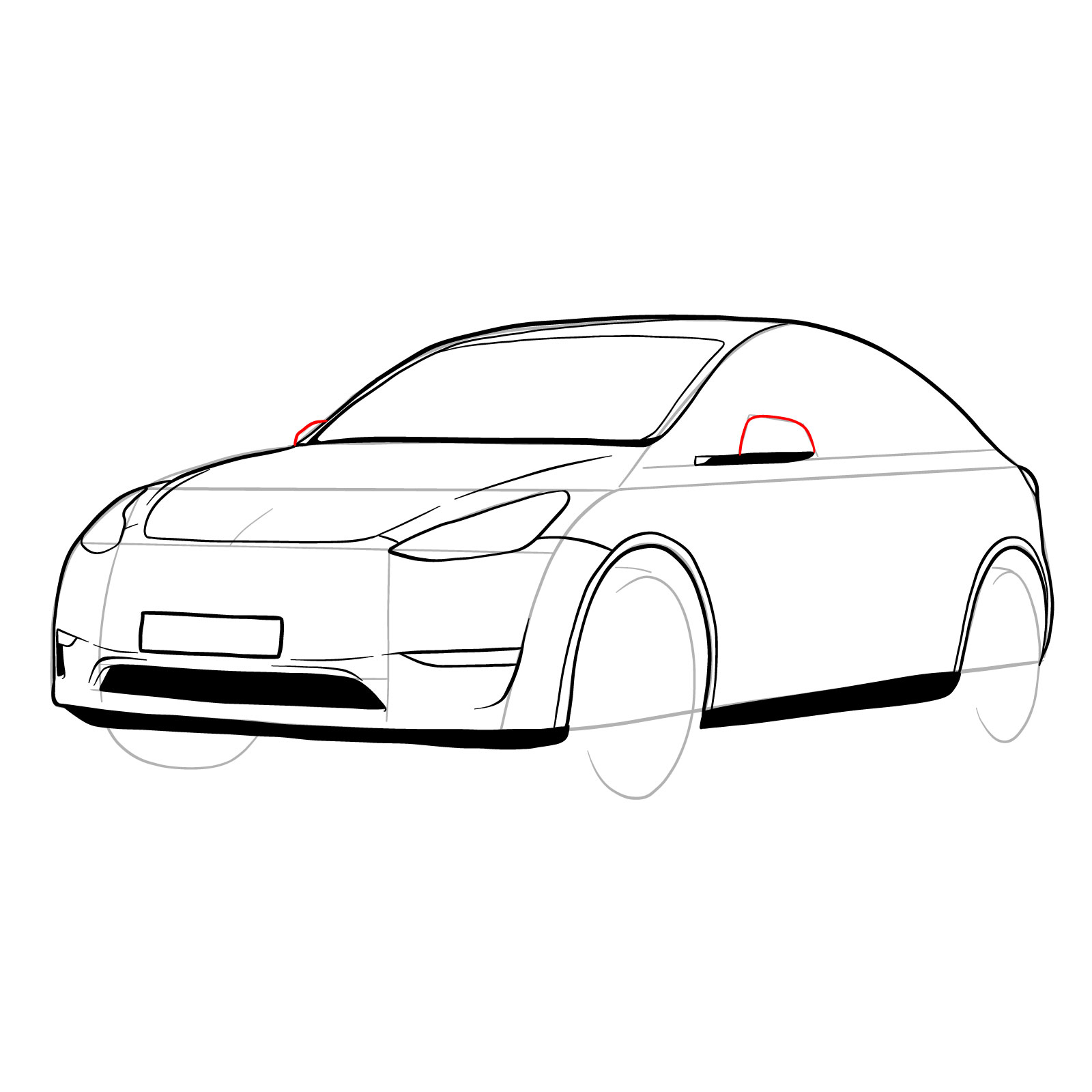 How to draw 2021 Tesla Model Y - step 22