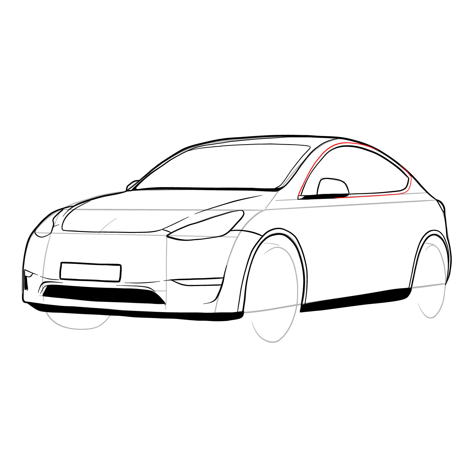 How to draw 2021 Tesla Model Y - step 24