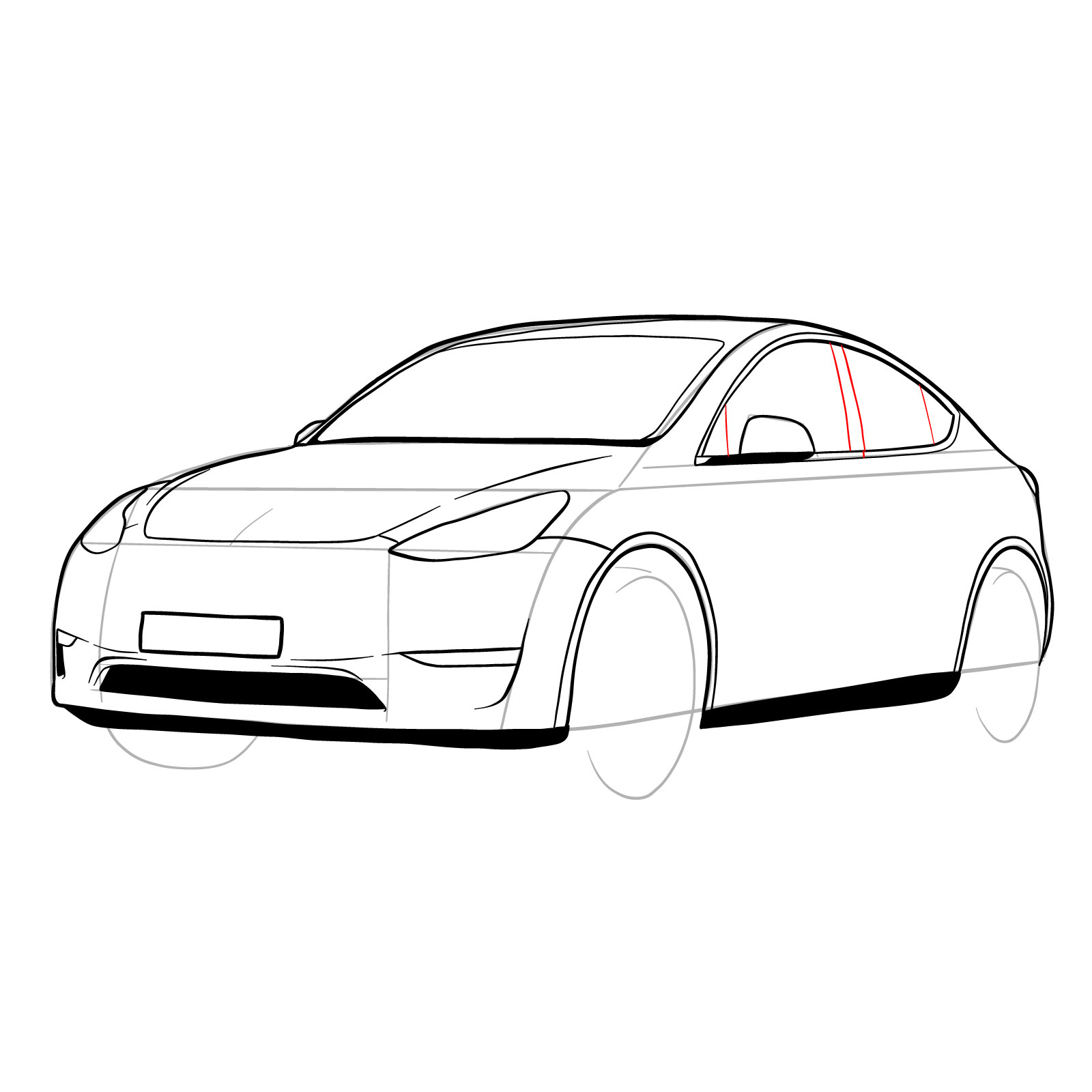 How to draw 2021 Tesla Model Y - step 25