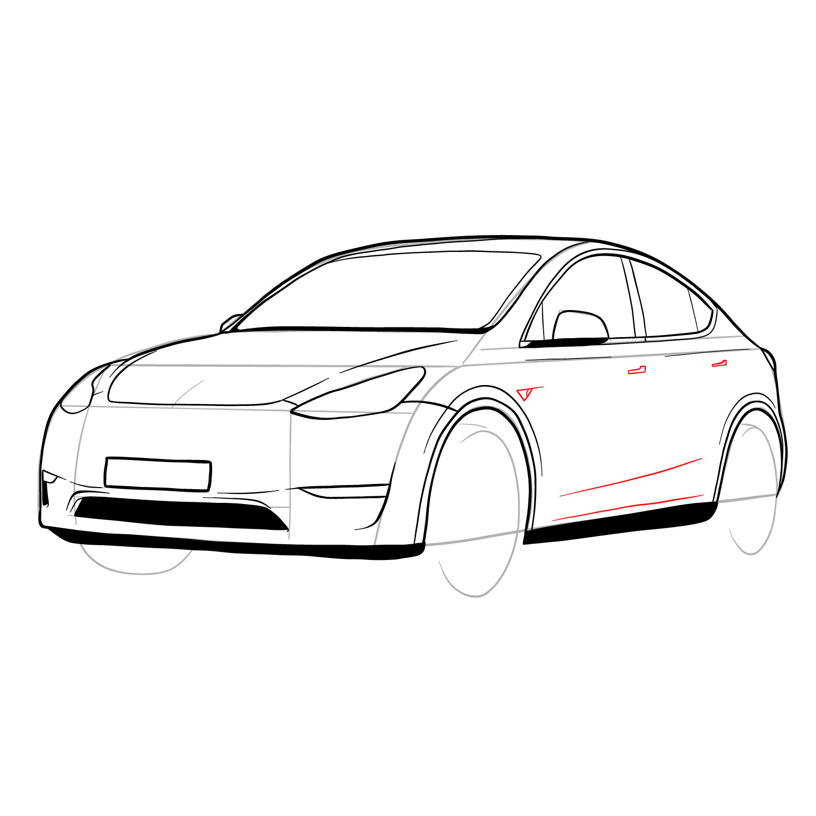 How to draw 2021 Tesla Model Y - step 27