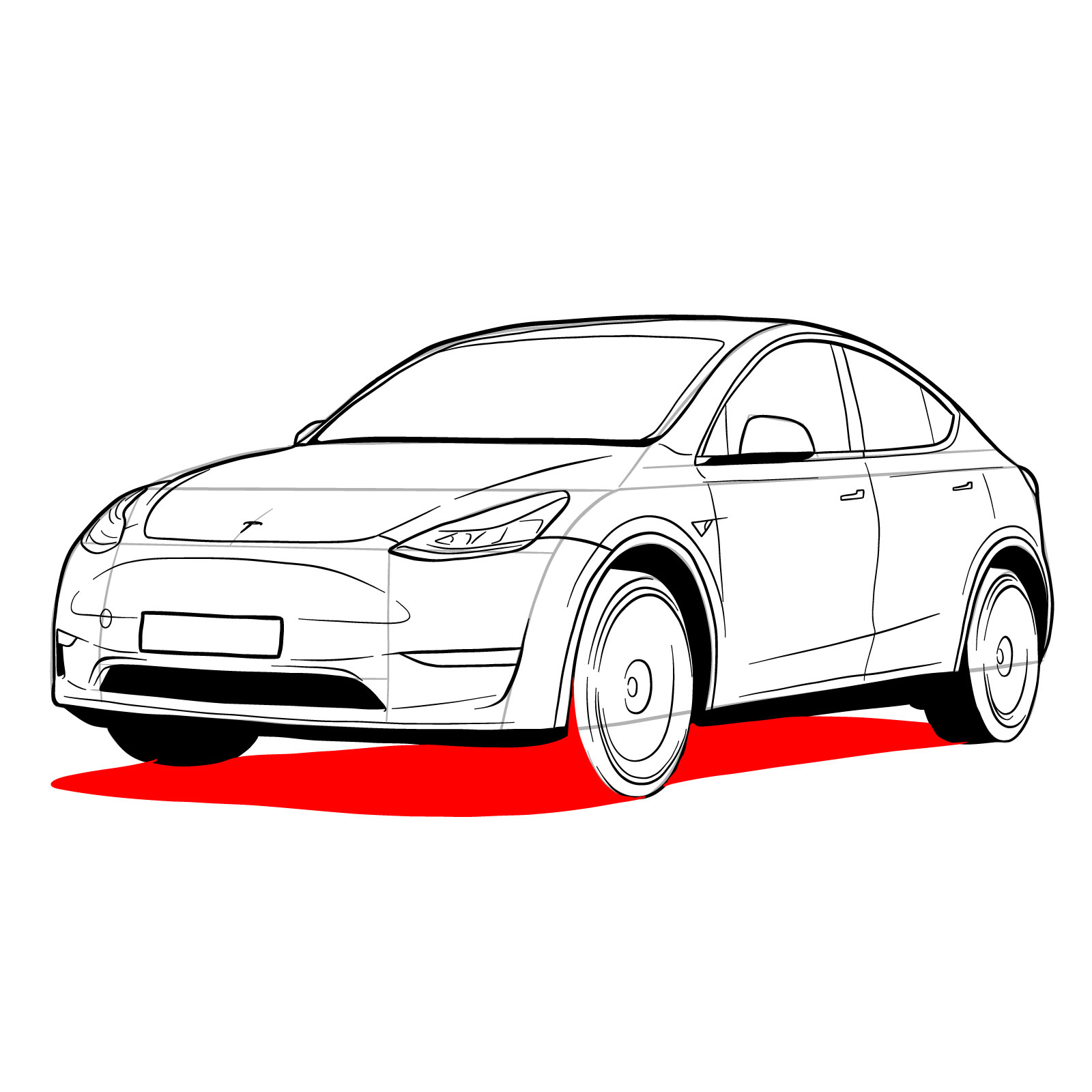 How to draw 2021 Tesla Model Y - step 36