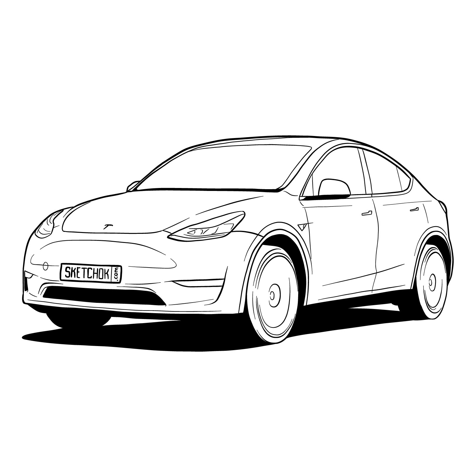 How to draw 2021 Tesla Model Y - final step