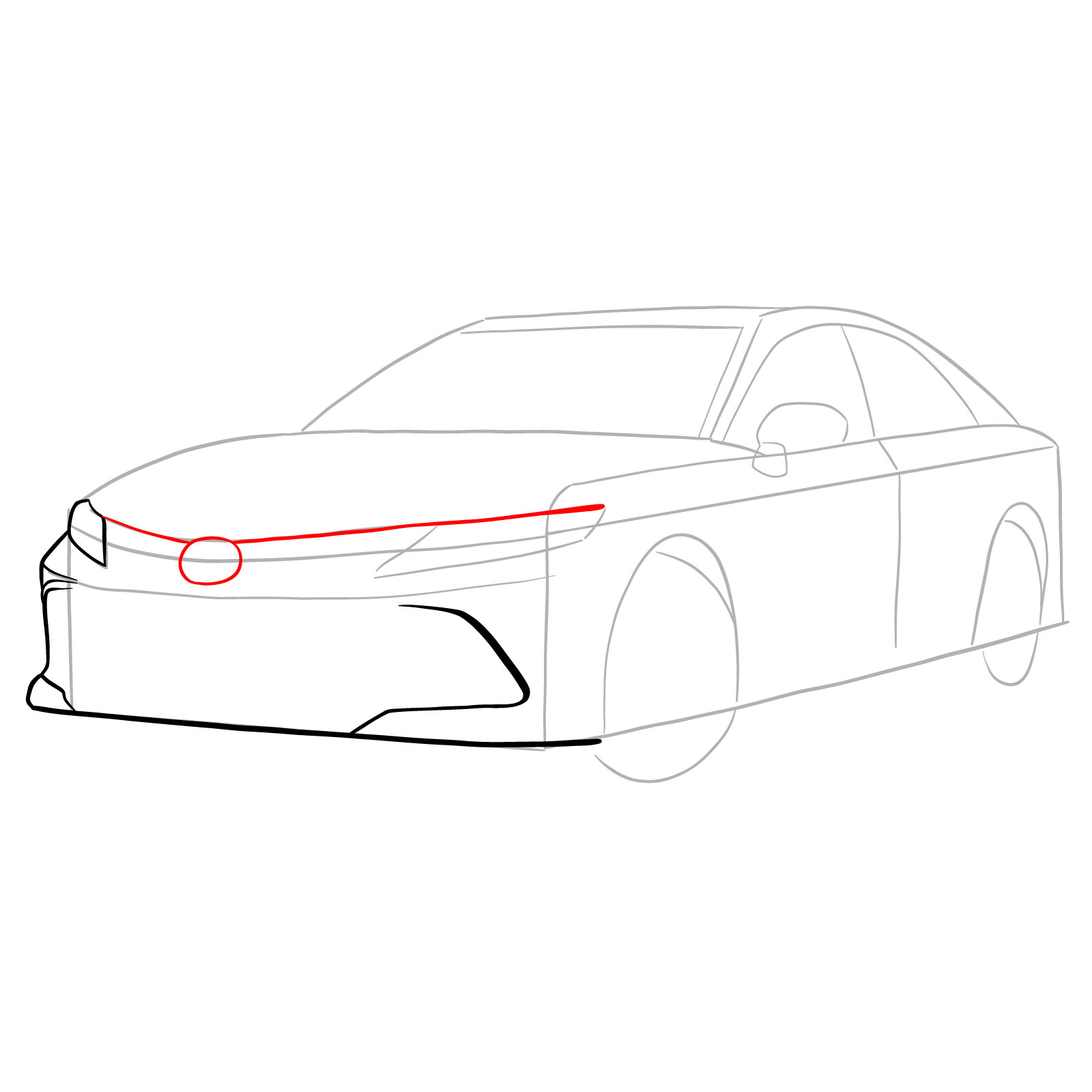How to draw 2022 Toyota Camry - step 07