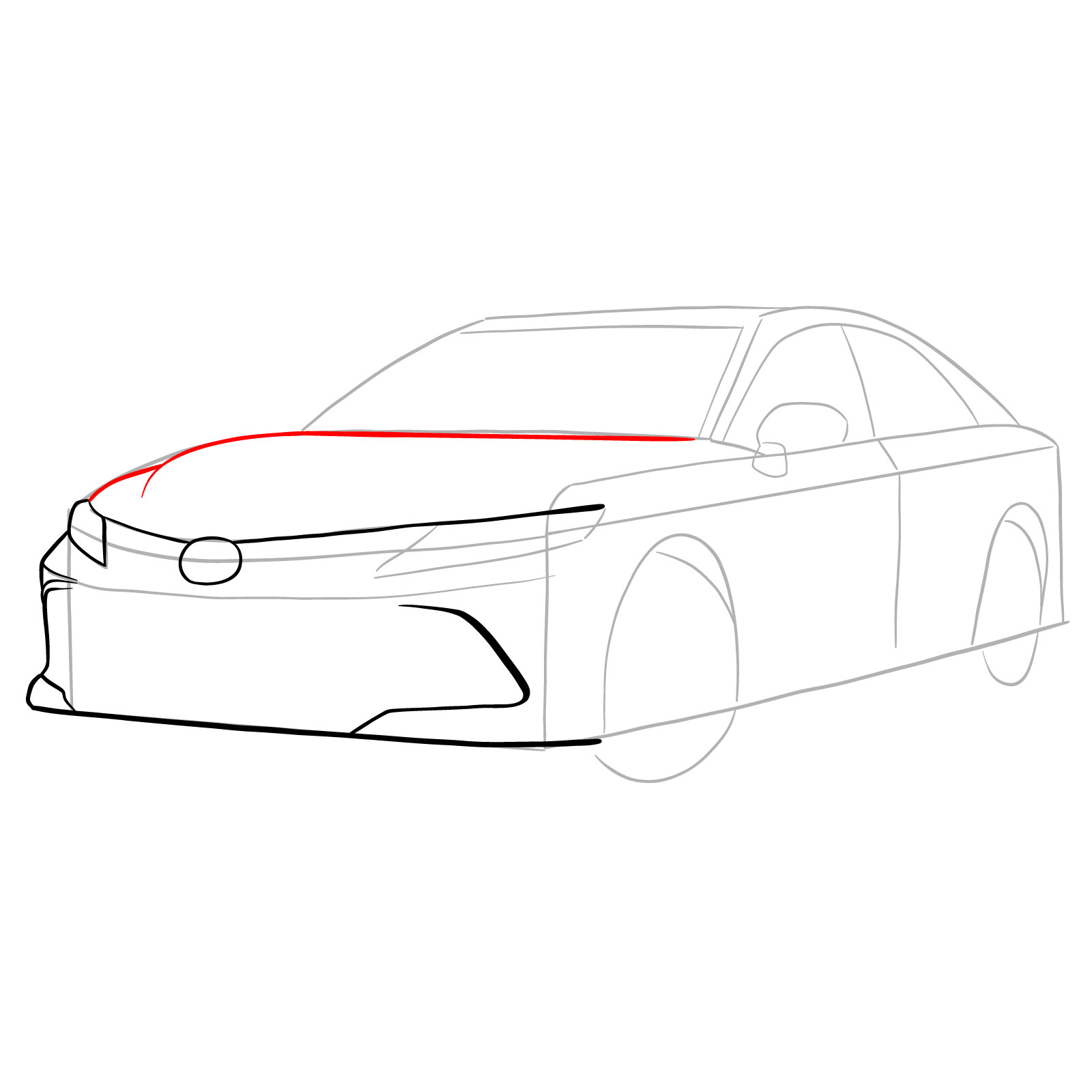 How to draw 2022 Toyota Camry - step 08