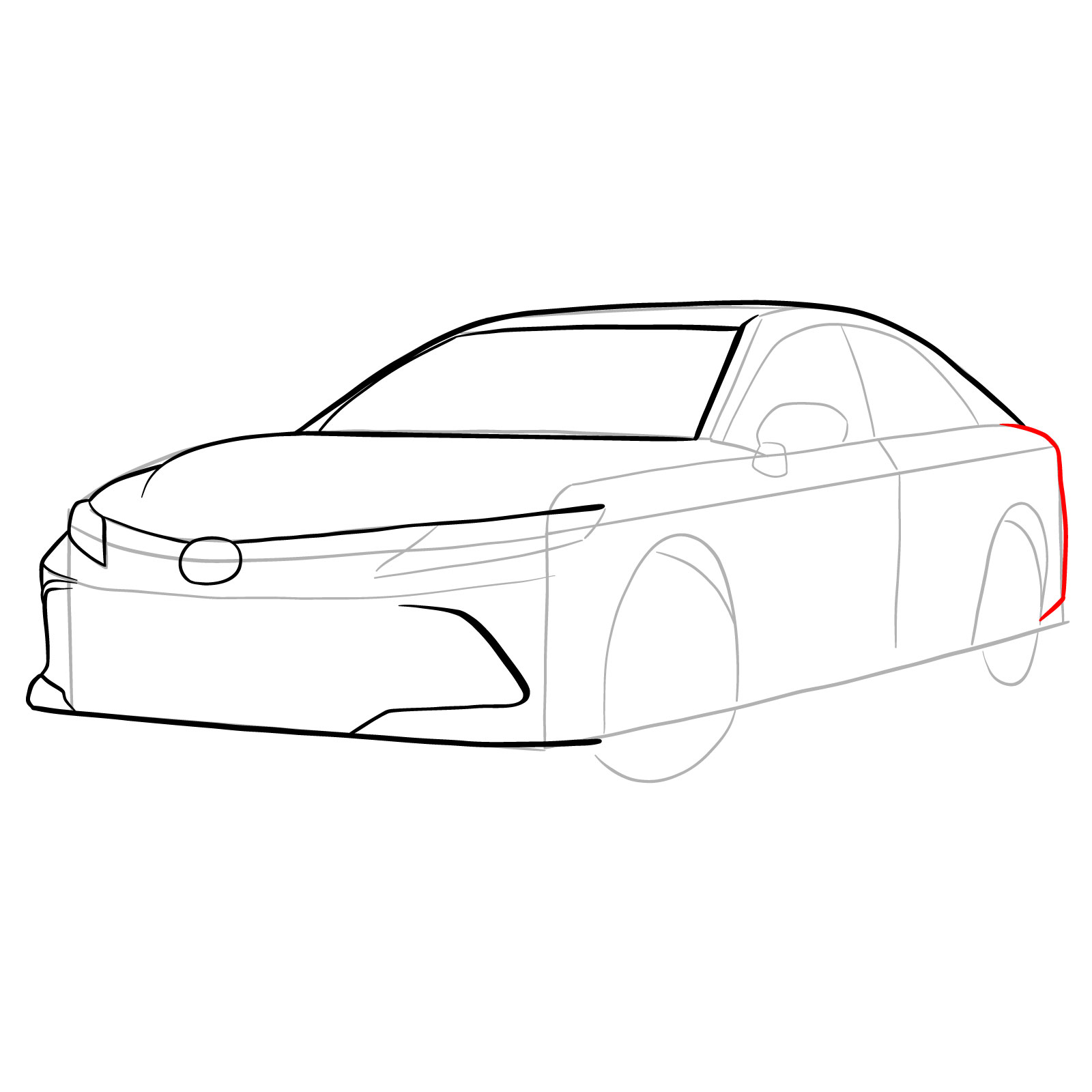 How to draw 2022 Toyota Camry - step 11