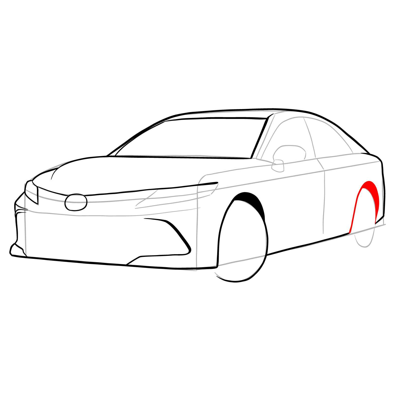 How to draw 2022 Toyota Camry - step 14