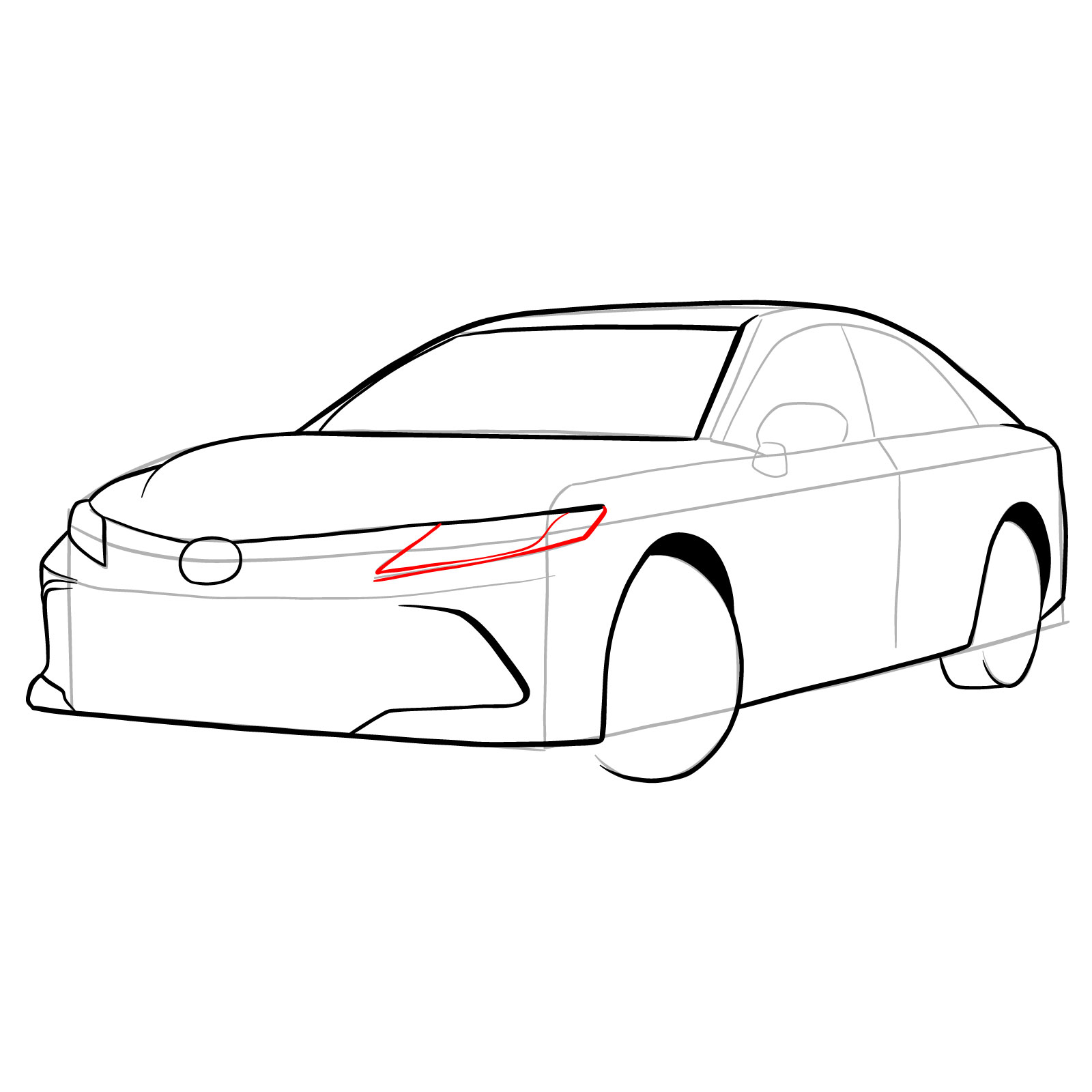 How to draw 2022 Toyota Camry - step 16