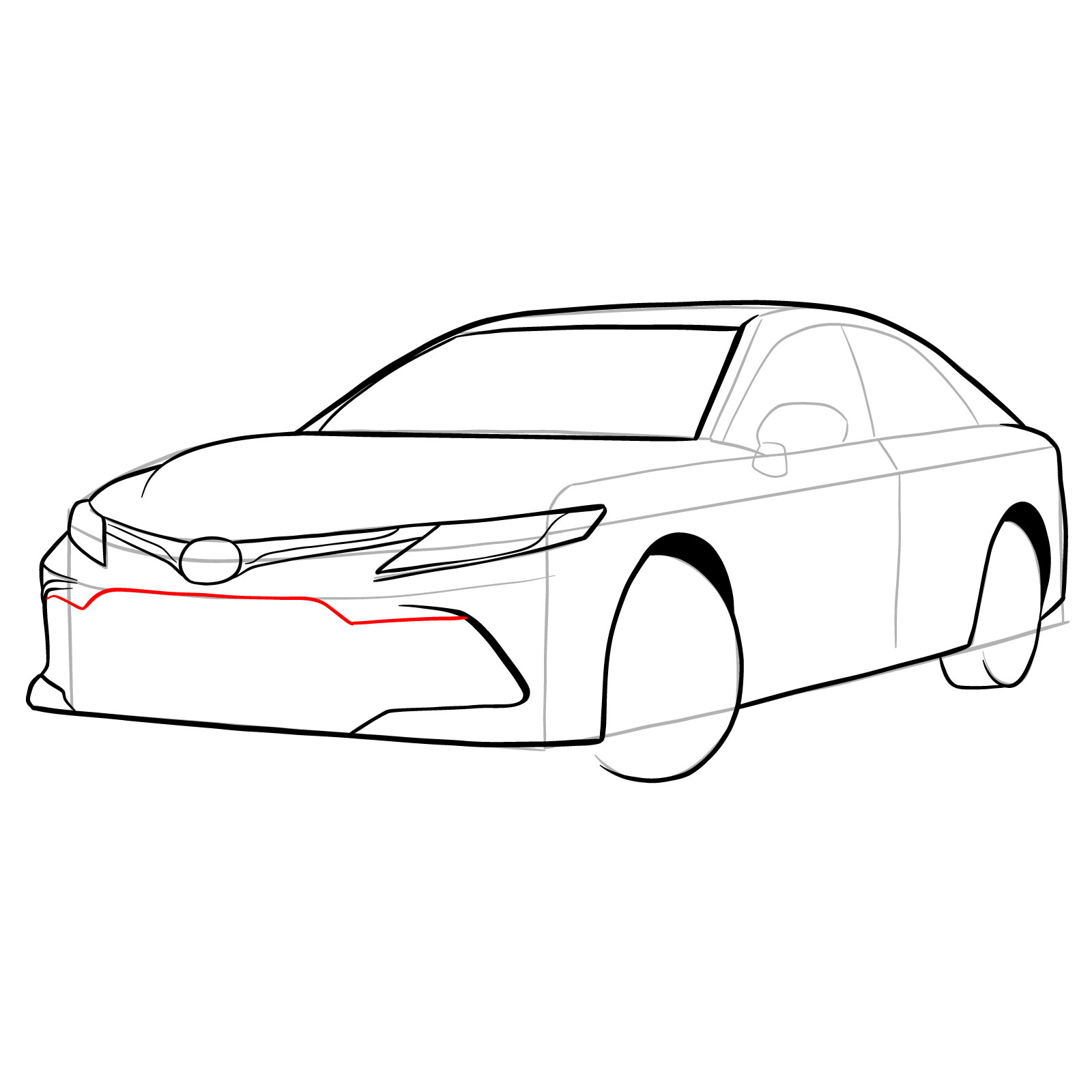 How to draw 2022 Toyota Camry - step 18