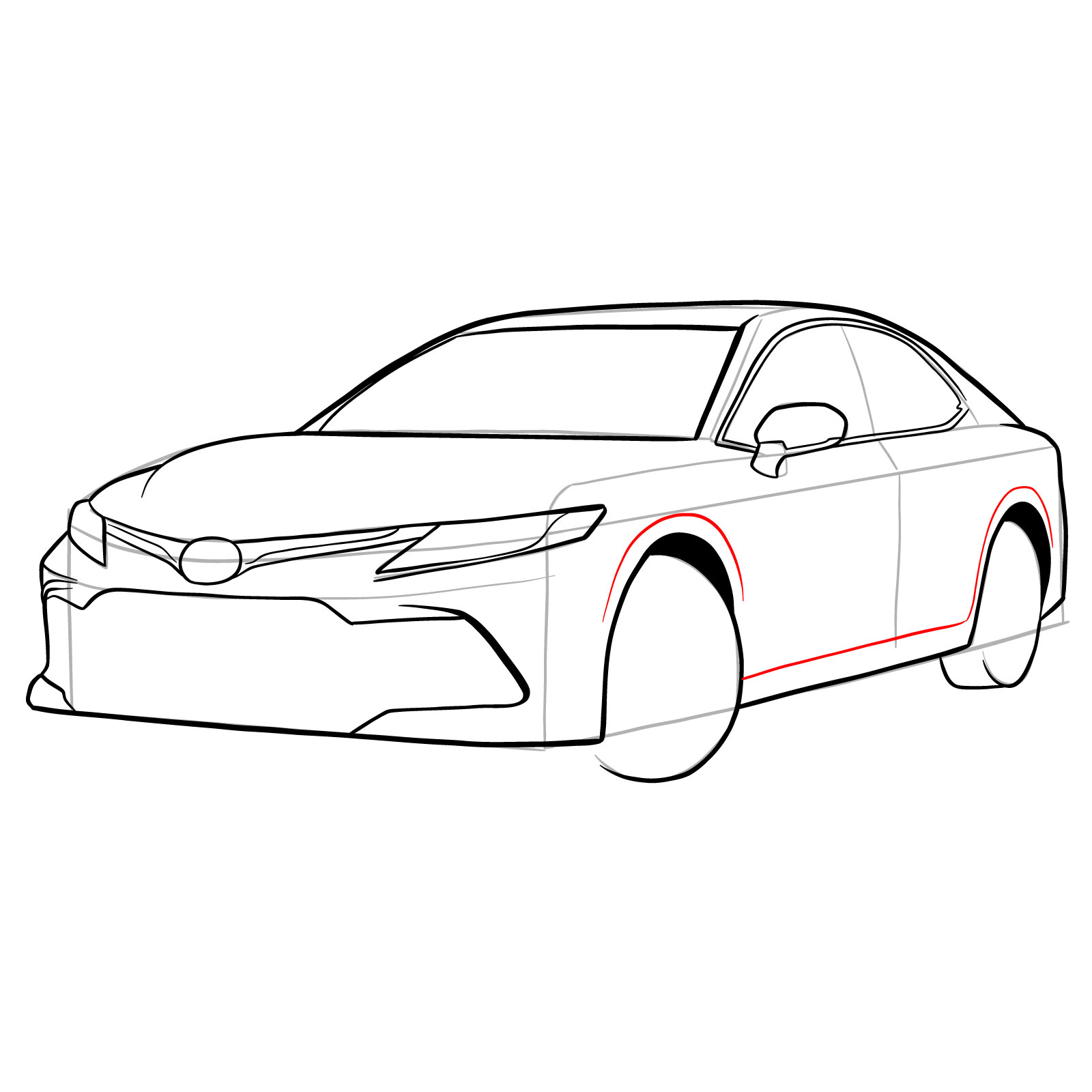 How to draw 2022 Toyota Camry - step 23