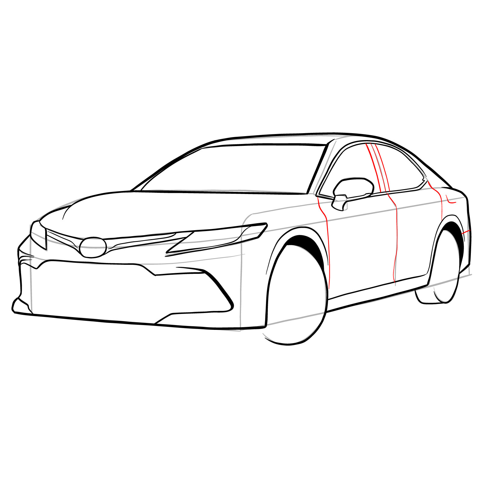 How to draw 2022 Toyota Camry - step 24