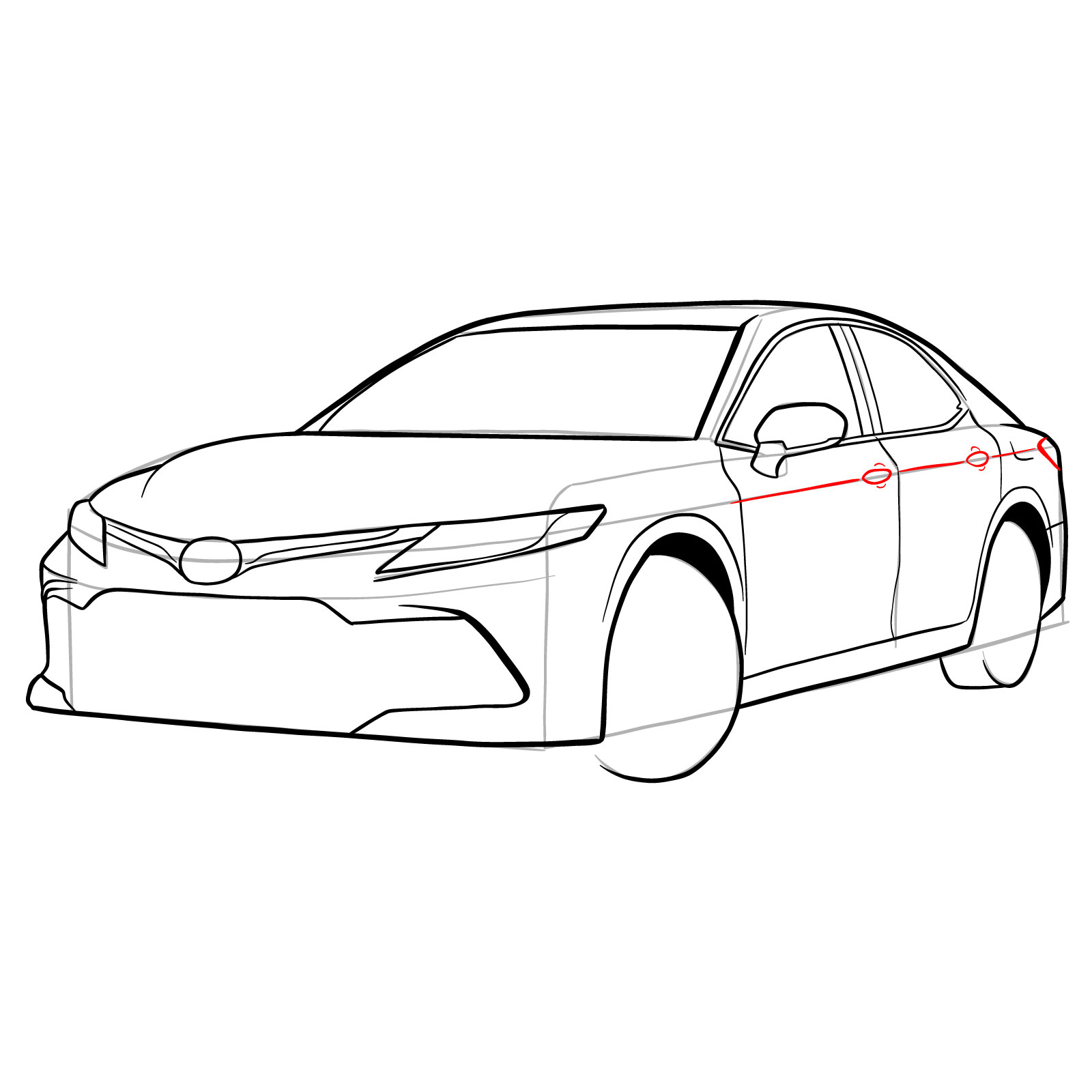 How to draw 2022 Toyota Camry - step 25