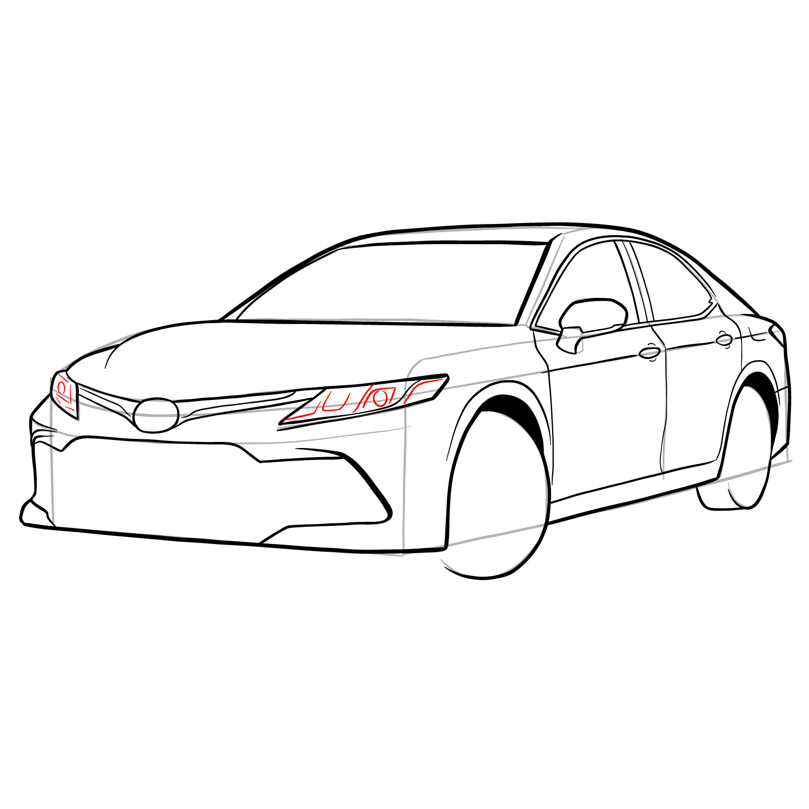 How to draw 2022 Toyota Camry - step 26
