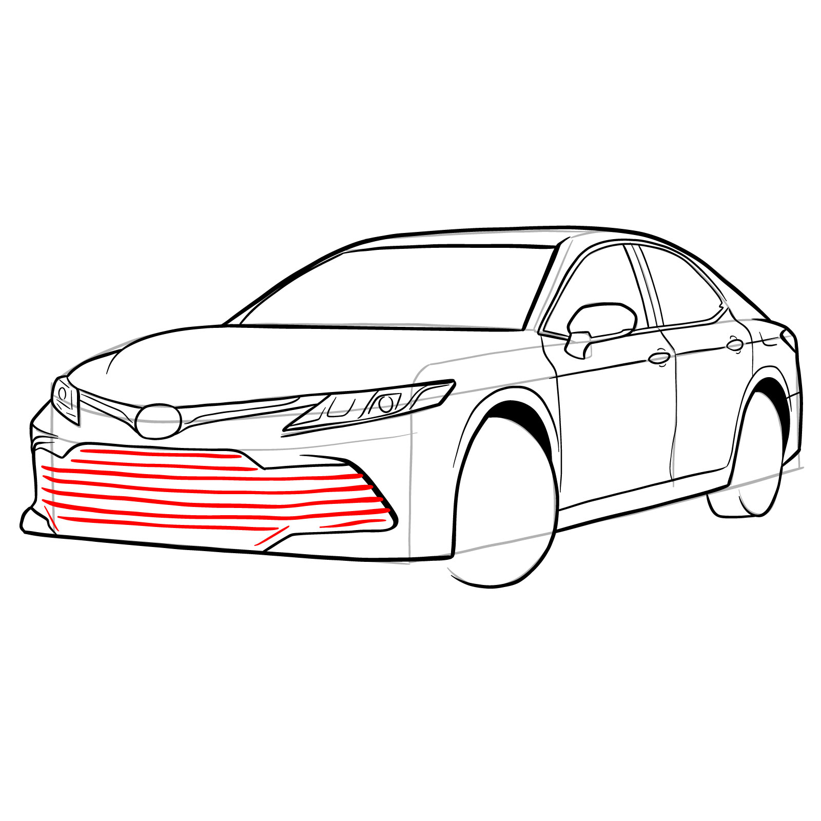 How to draw 2022 Toyota Camry - step 27