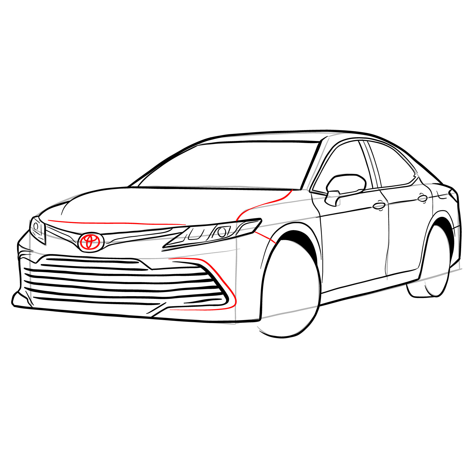 How to draw 2022 Toyota Camry - step 28