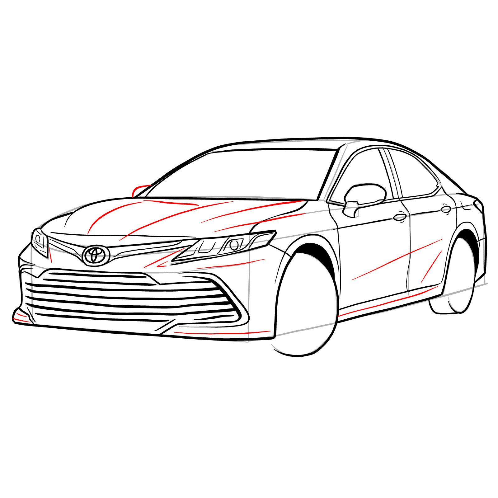 How to draw 2022 Toyota Camry - step 29