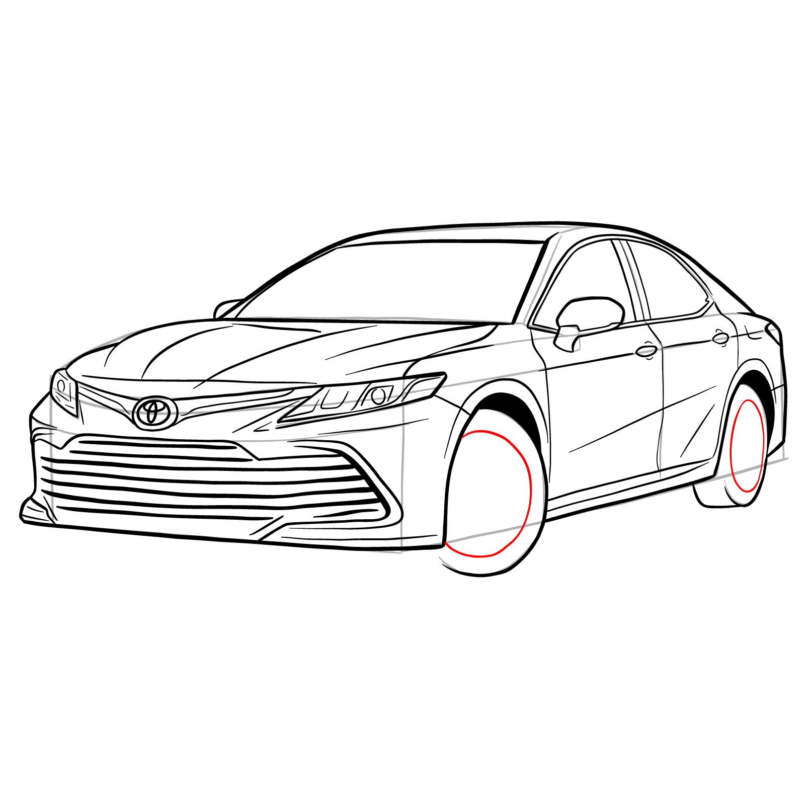How to draw 2022 Toyota Camry - step 30
