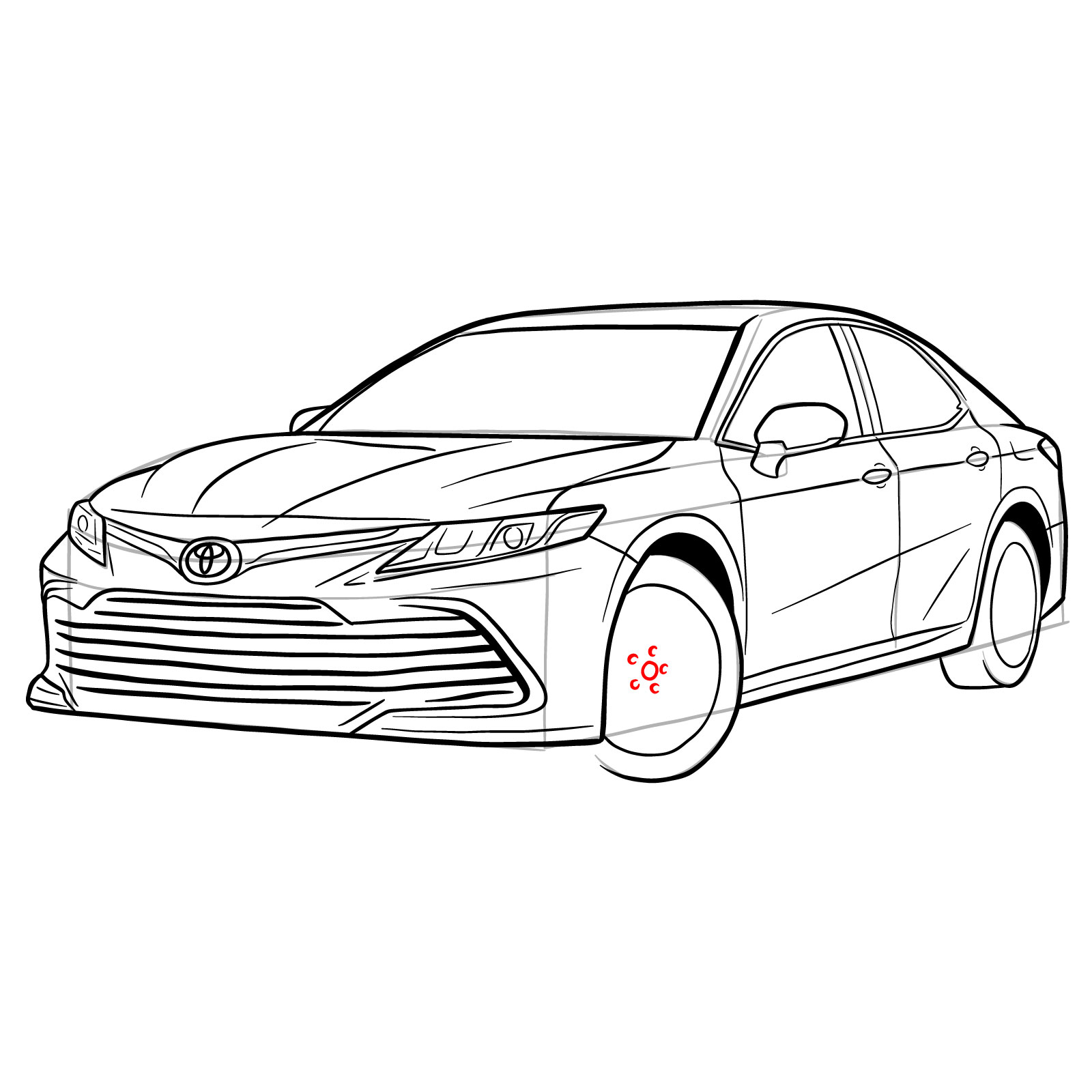 How to draw 2022 Toyota Camry - step 31