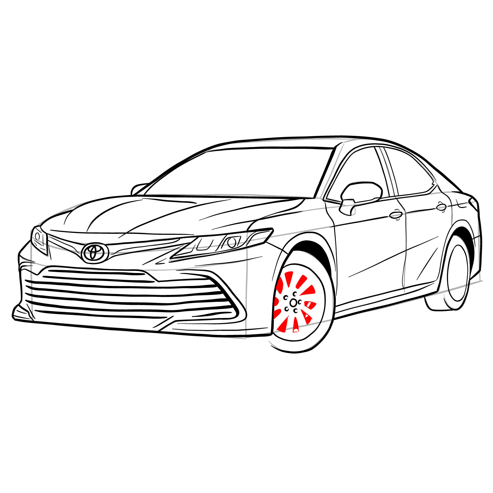 How to draw 2022 Toyota Camry - step 32