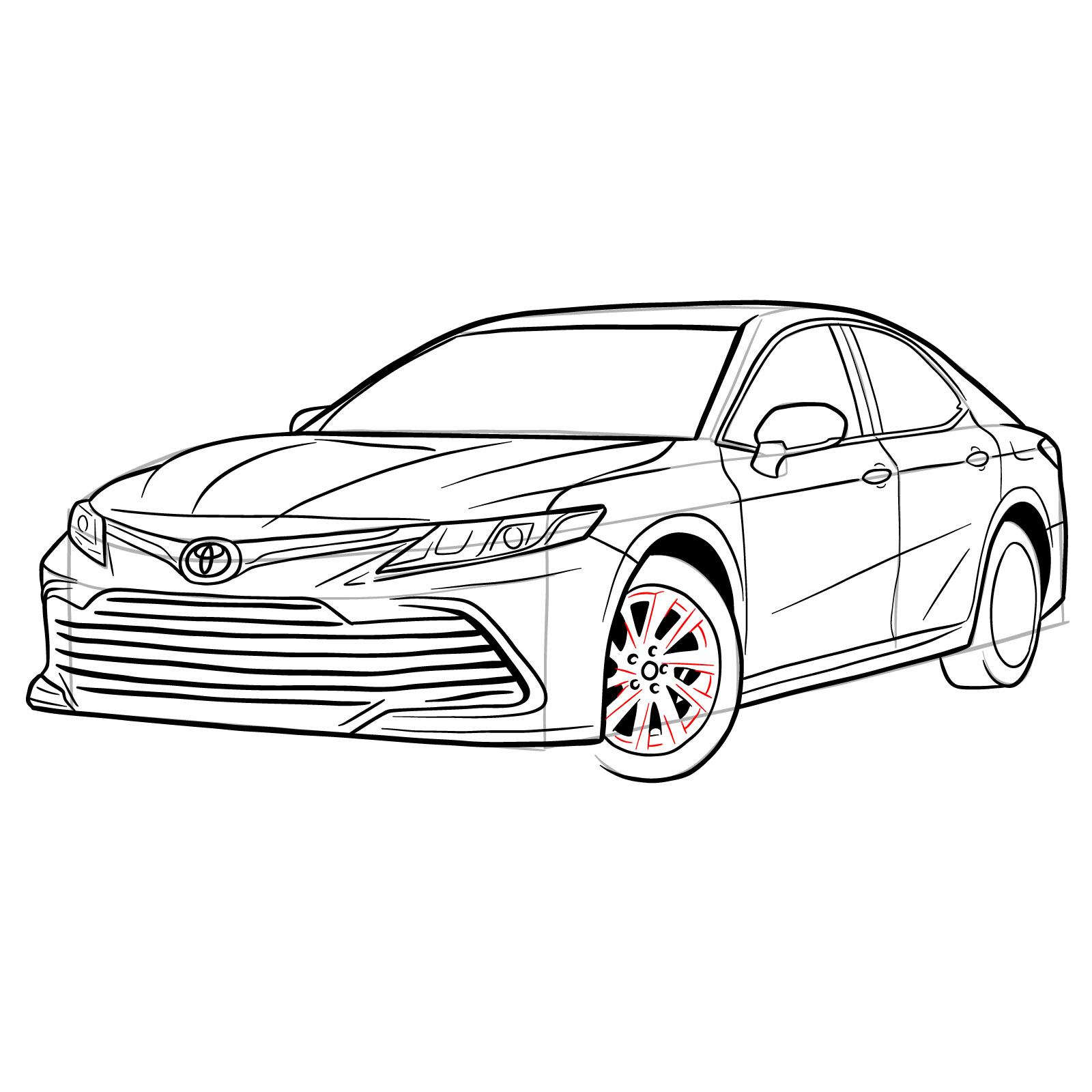 How to draw 2022 Toyota Camry - step 33