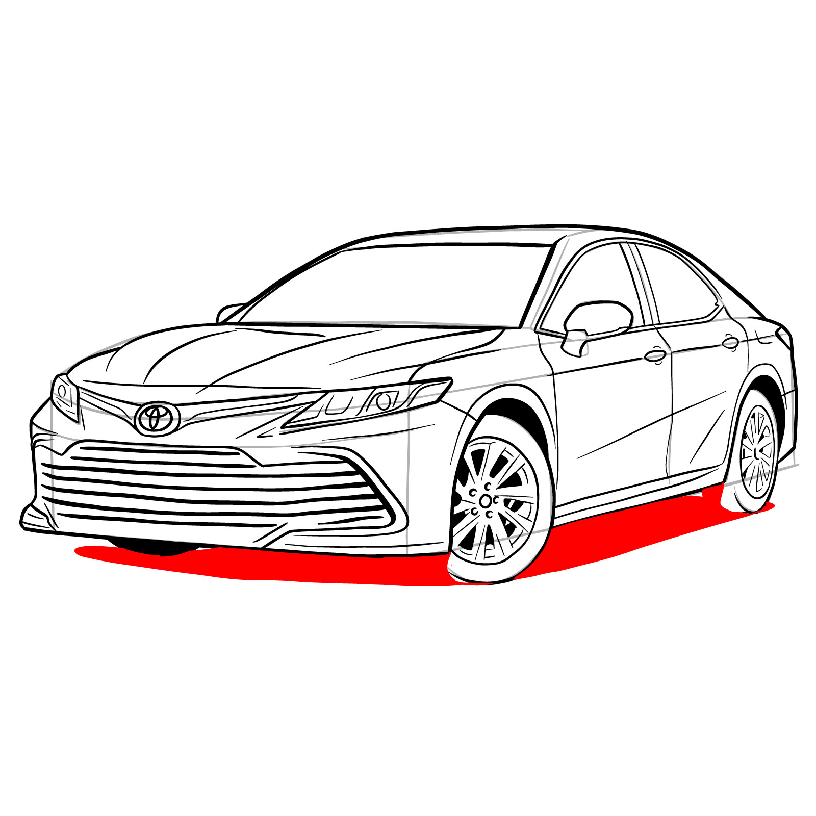 How to draw 2022 Toyota Camry - step 36