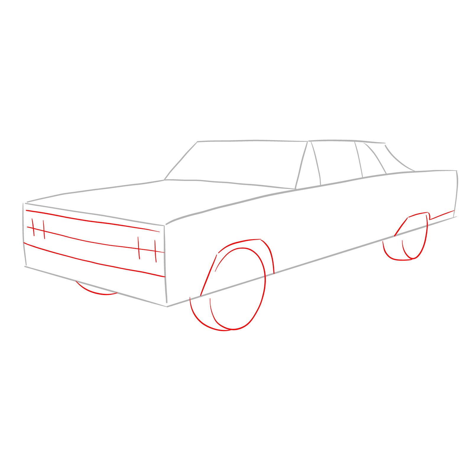 How to draw 1964 Chevrolet Malibu - step 03