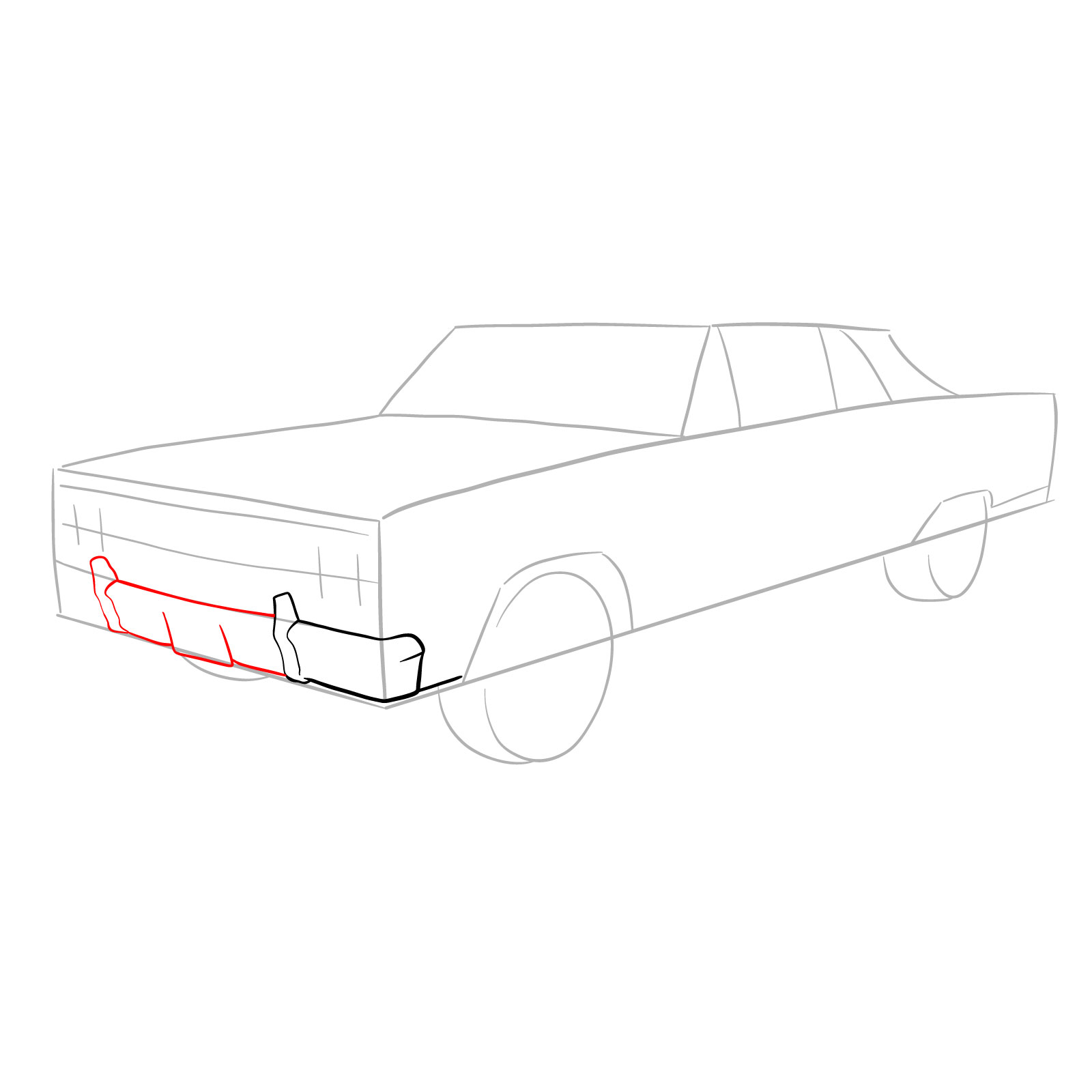 How to draw 1964 Chevrolet Malibu - step 06