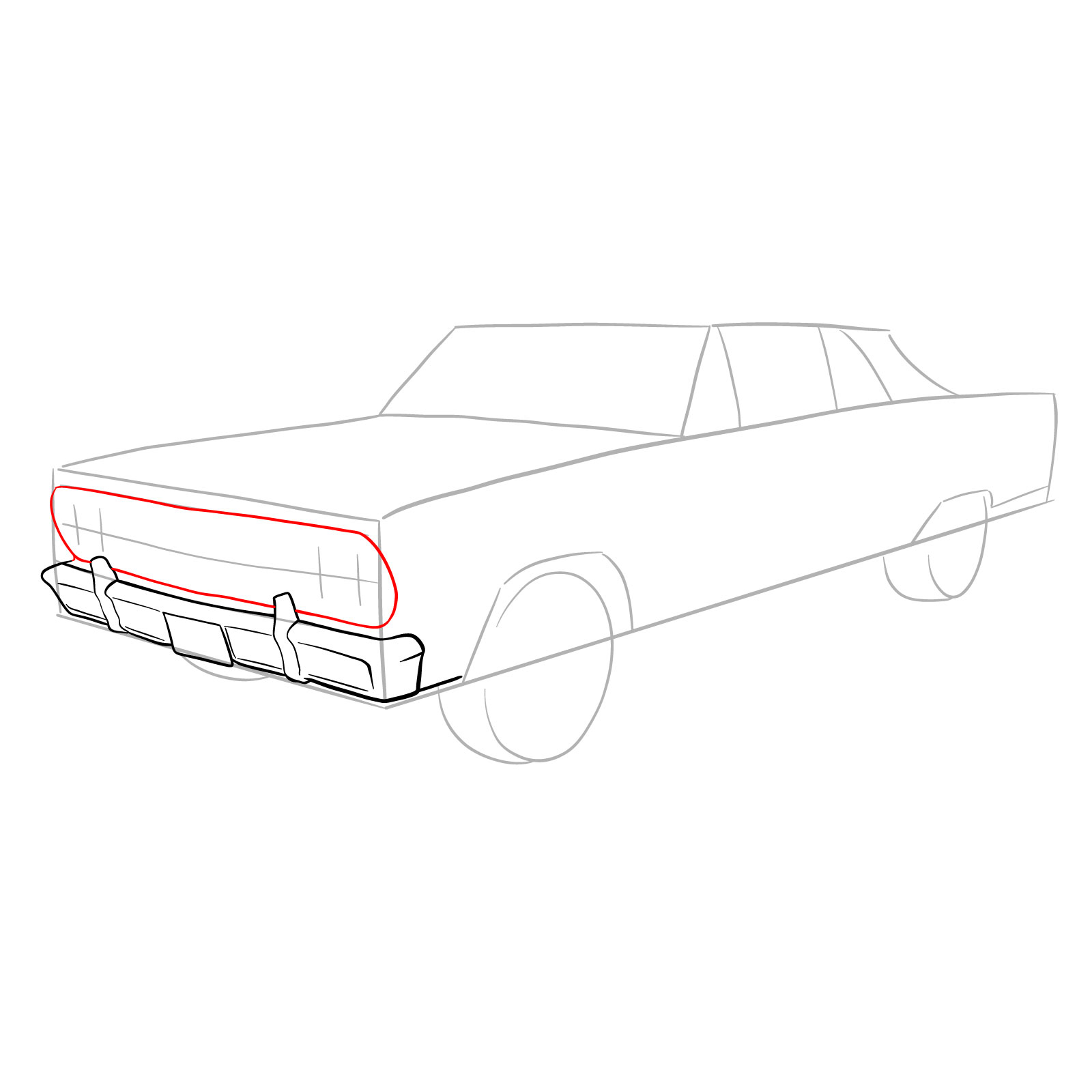 How to draw 1964 Chevrolet Malibu - step 09