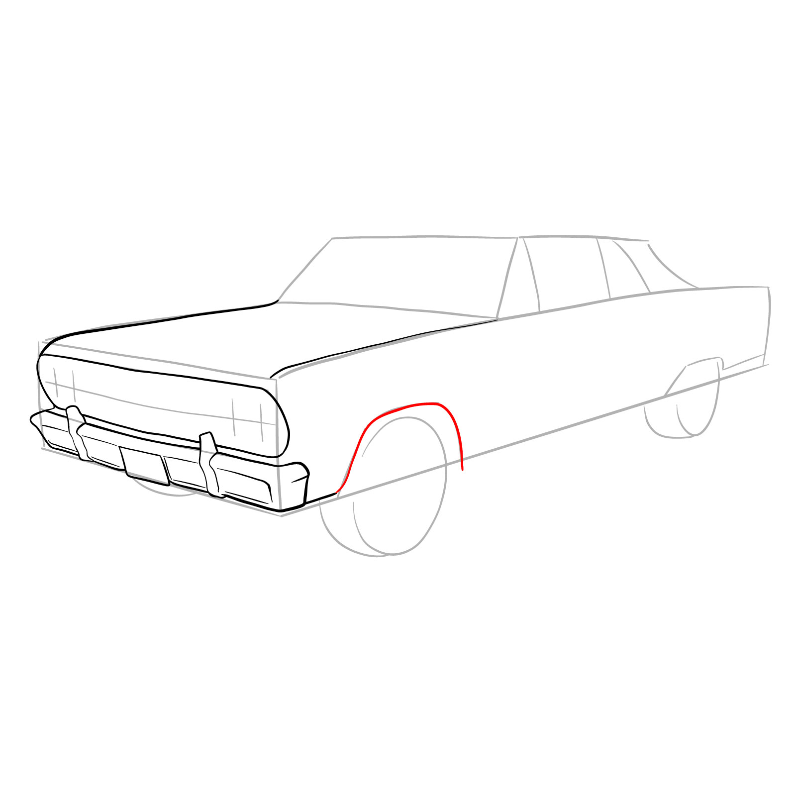 How to draw 1964 Chevrolet Malibu - step 11