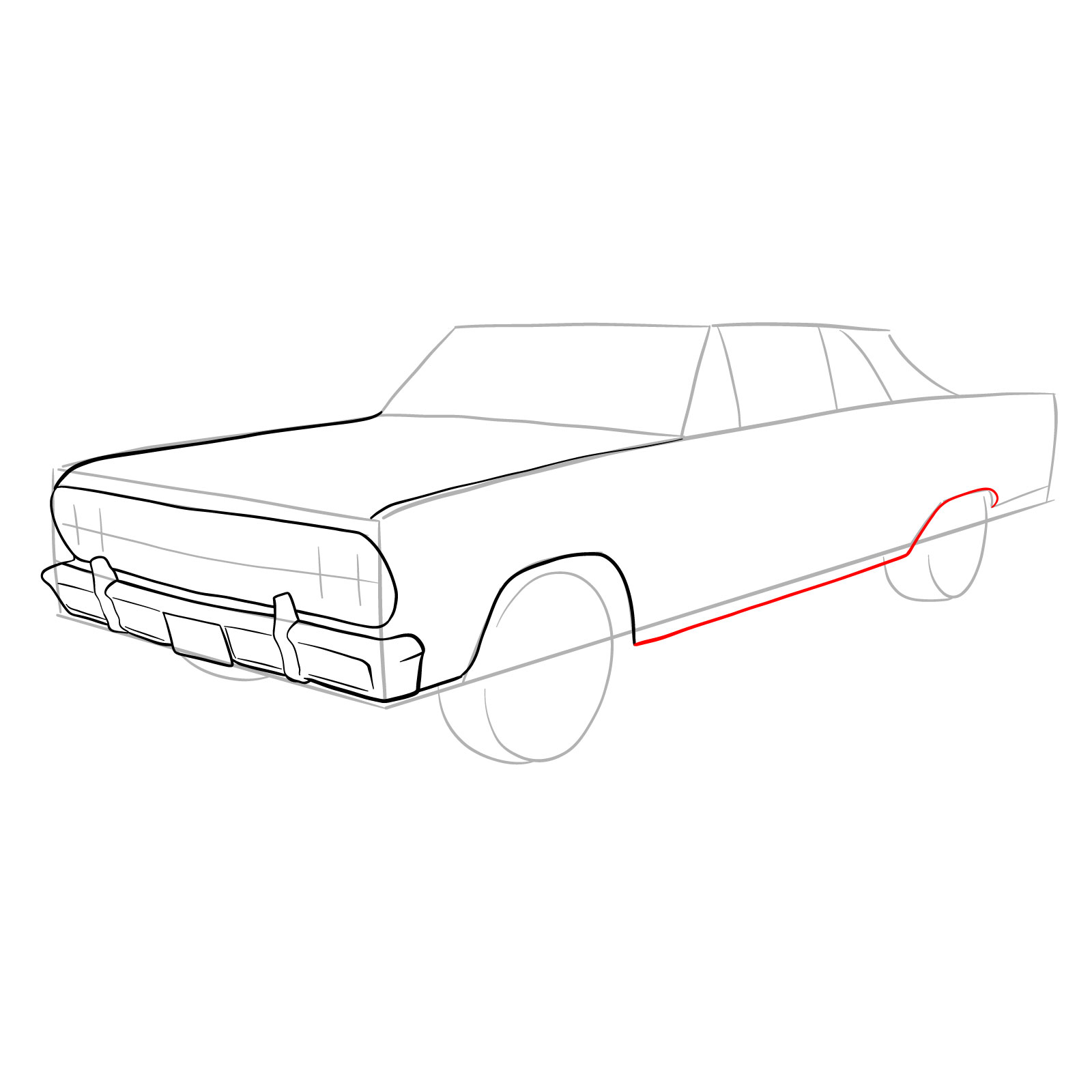 How to draw 1964 Chevrolet Malibu - step 12