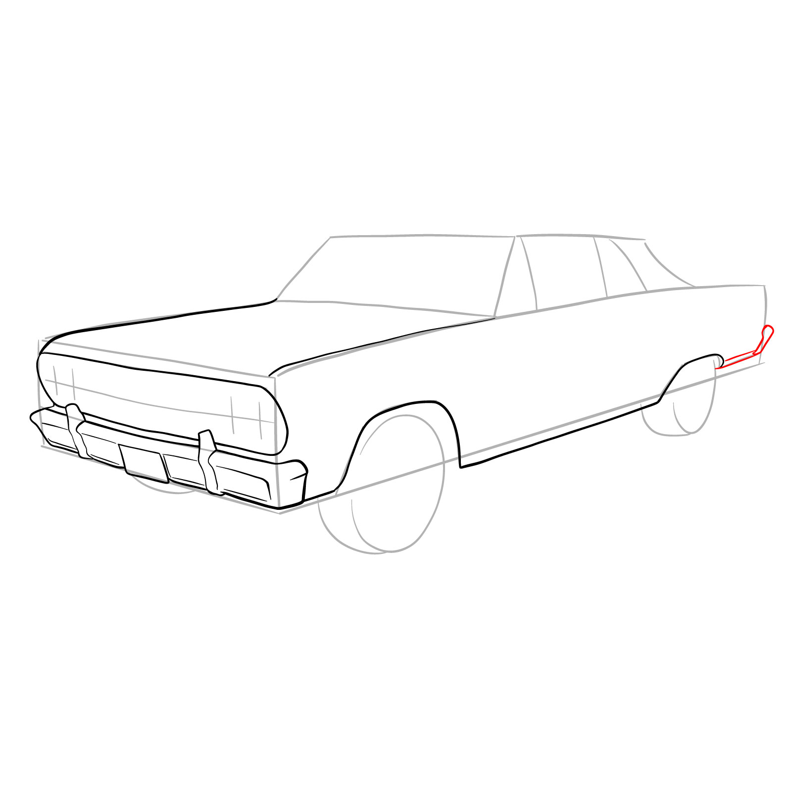 How to draw 1964 Chevrolet Malibu - step 13