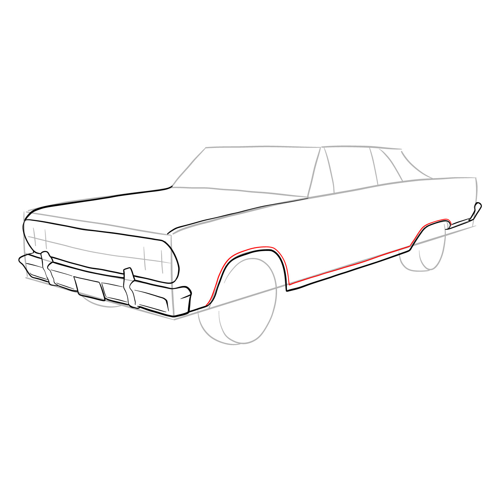 How to draw 1964 Chevrolet Malibu - step 14