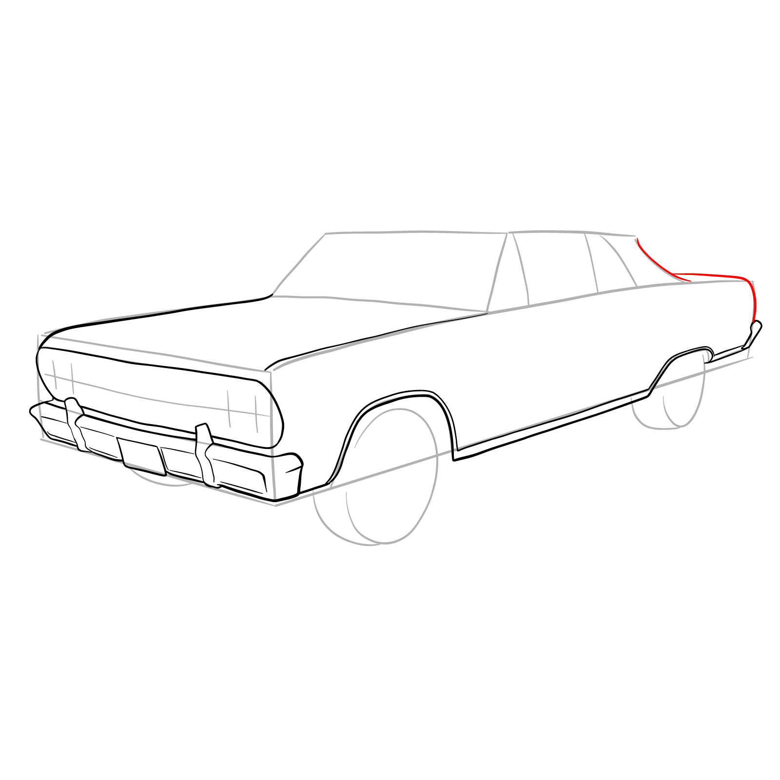 How to draw 1964 Chevrolet Malibu - step 15
