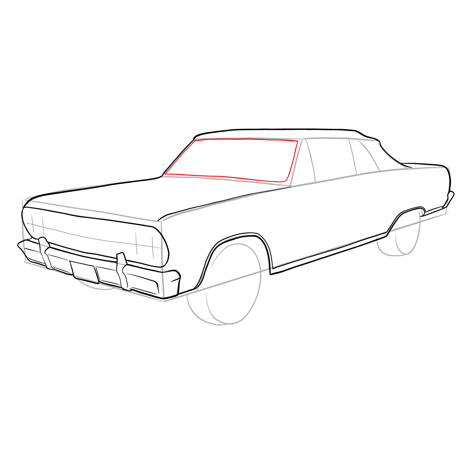 How to draw 1964 Chevrolet Malibu - step 17