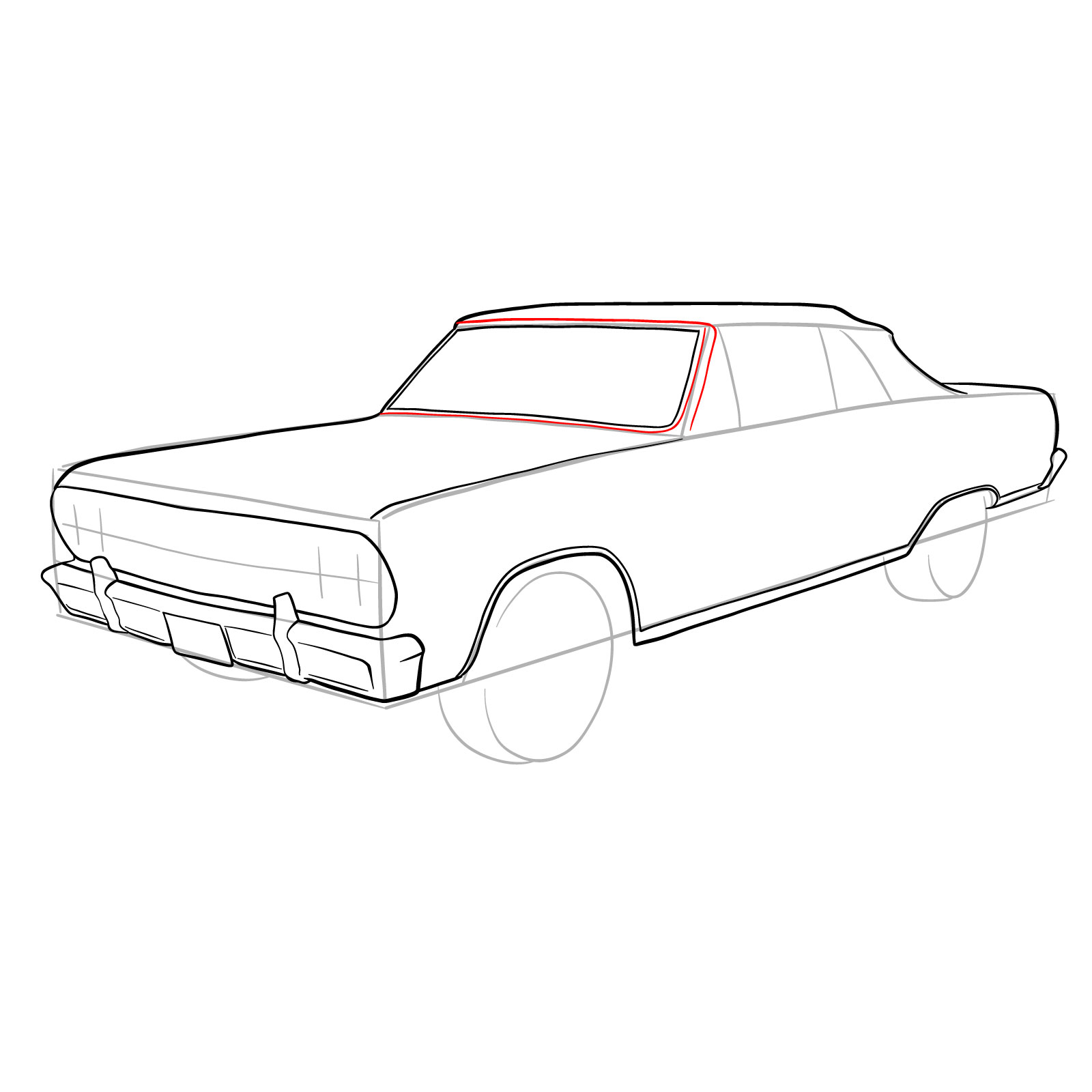 How to draw 1964 Chevrolet Malibu - step 18