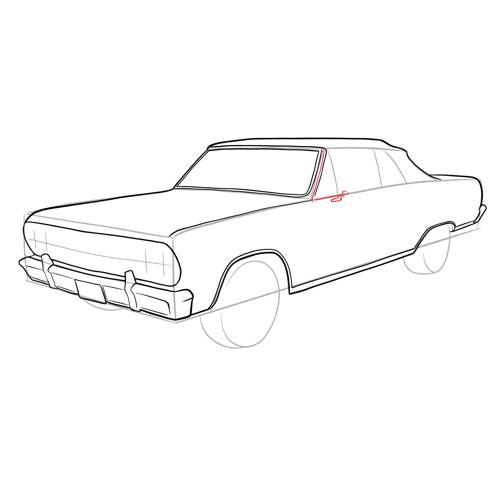 How to draw 1964 Chevrolet Malibu - step 19