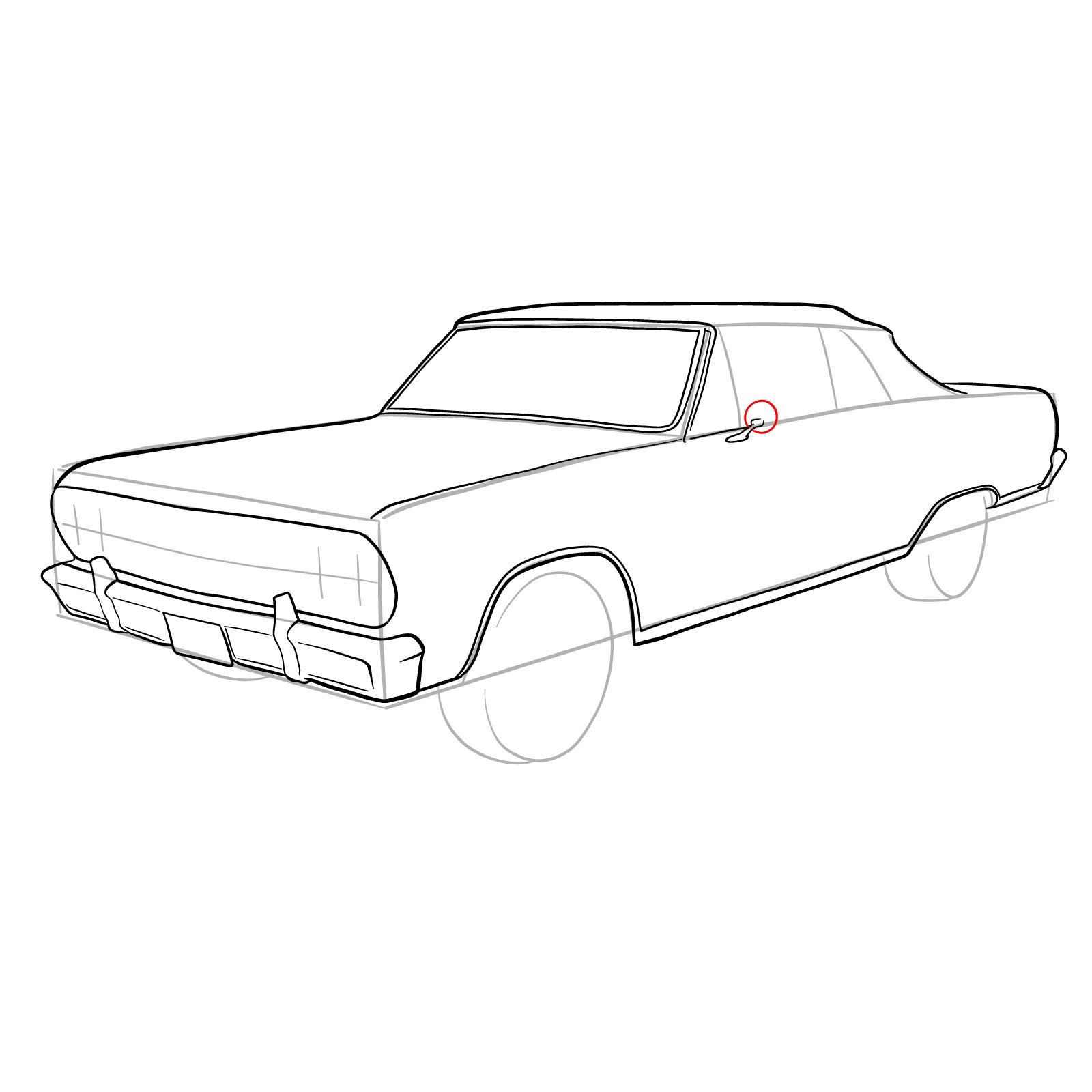 How to draw 1964 Chevrolet Malibu - step 20
